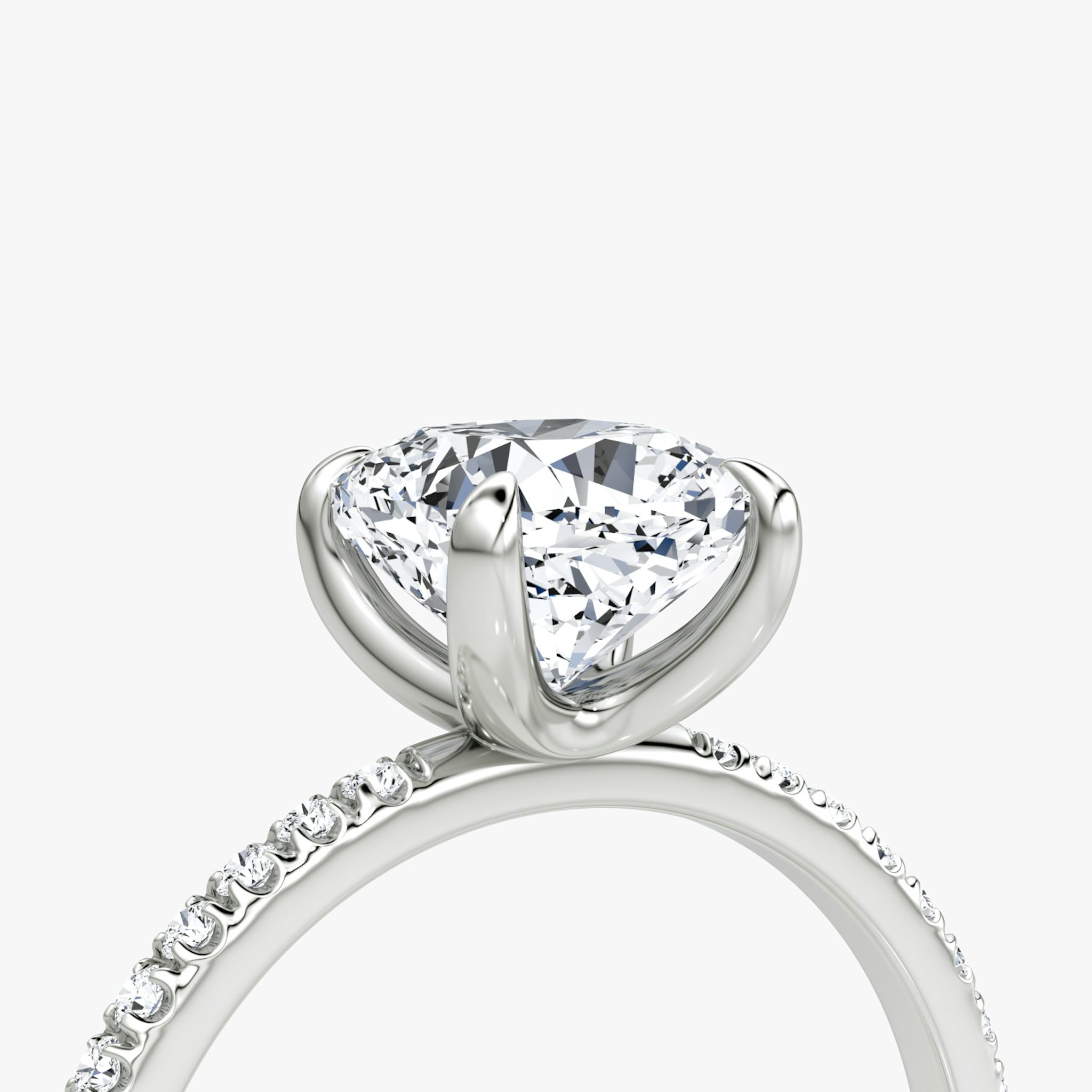 The Classic | Cushion | Platinum | bandAccent: Pavé | bandWidth: standard | diamondOrientation: vertical | caratWeight: other