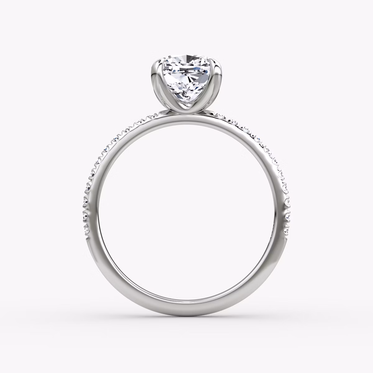The Classic | Cushion | 18k | White Gold | bandAccent: Pavé | bandWidth: standard | diamondOrientation: vertical | caratWeight: other
