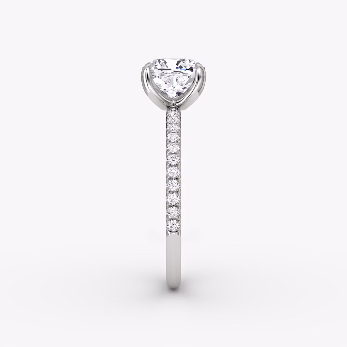 The Classic | Cushion | 18k | White Gold | bandAccent: Pavé | bandWidth: standard | diamondOrientation: vertical | caratWeight: other