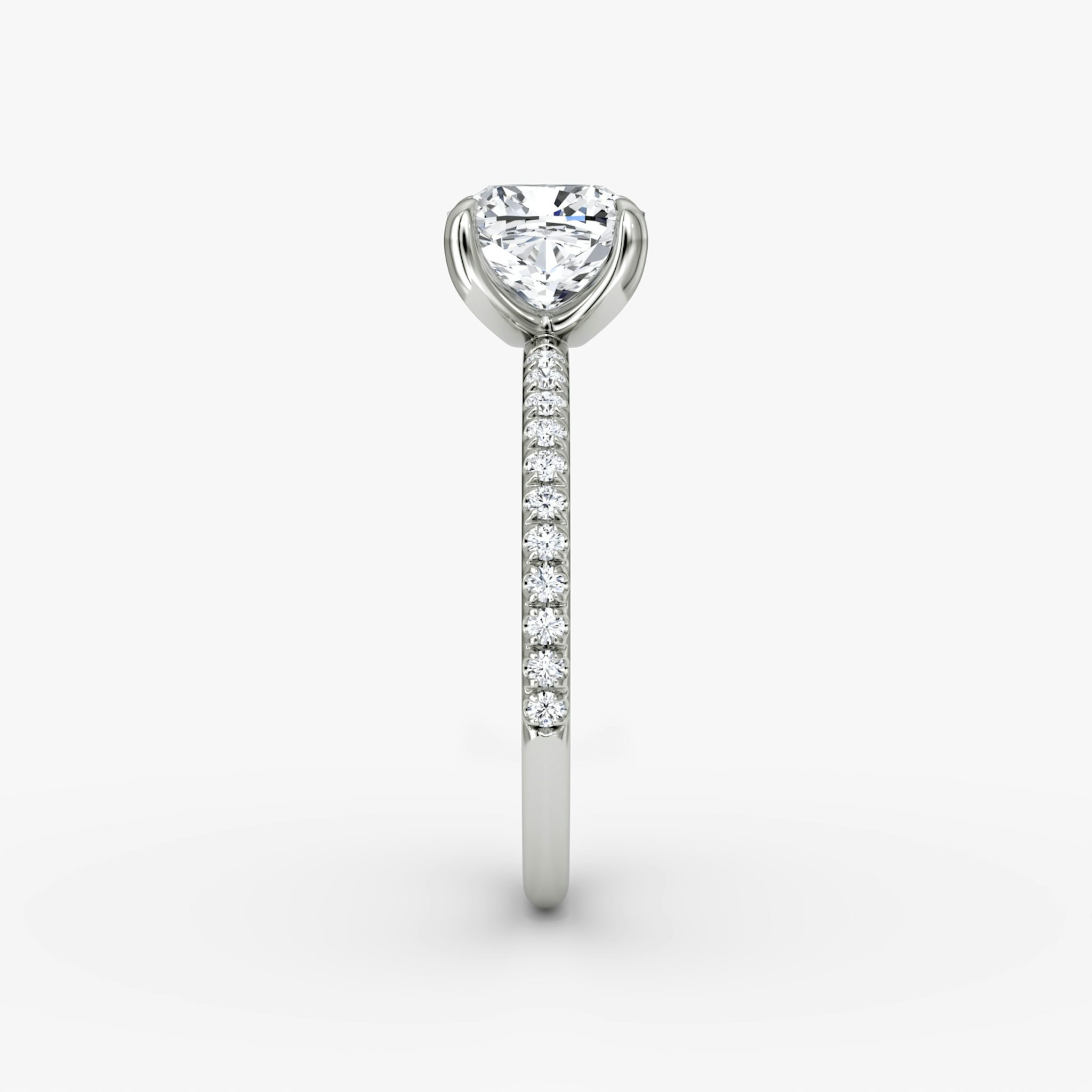 The Classic | Cushion | Platinum | bandAccent: Pavé | bandWidth: standard | diamondOrientation: vertical | caratWeight: other