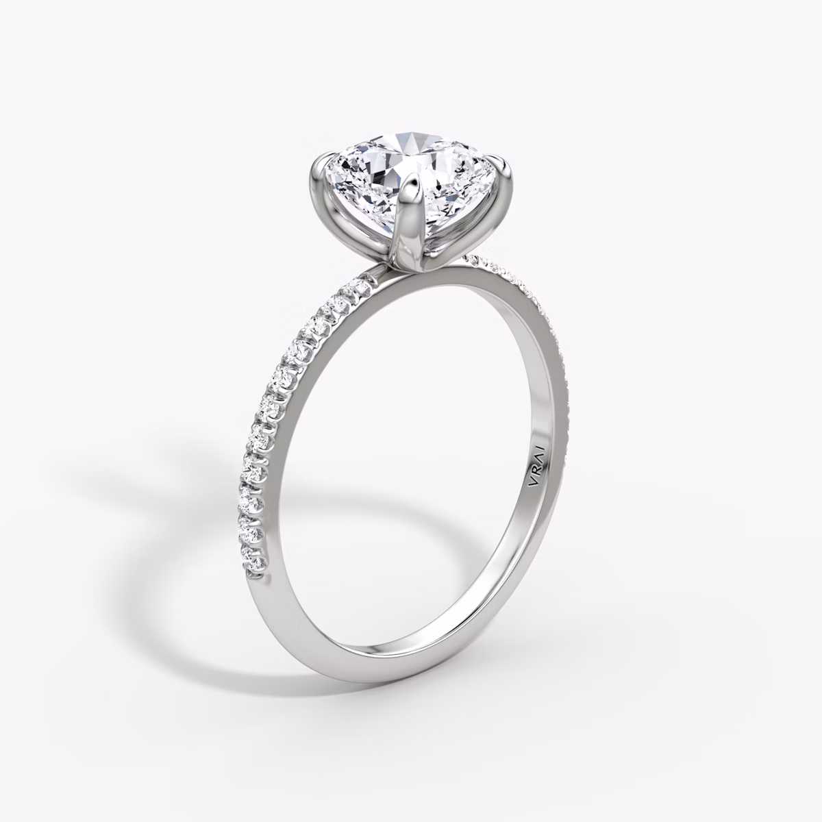 The Classic | Cushion | 18k | White Gold | bandAccent: Pavé | bandWidth: standard | diamondOrientation: vertical | caratWeight: other