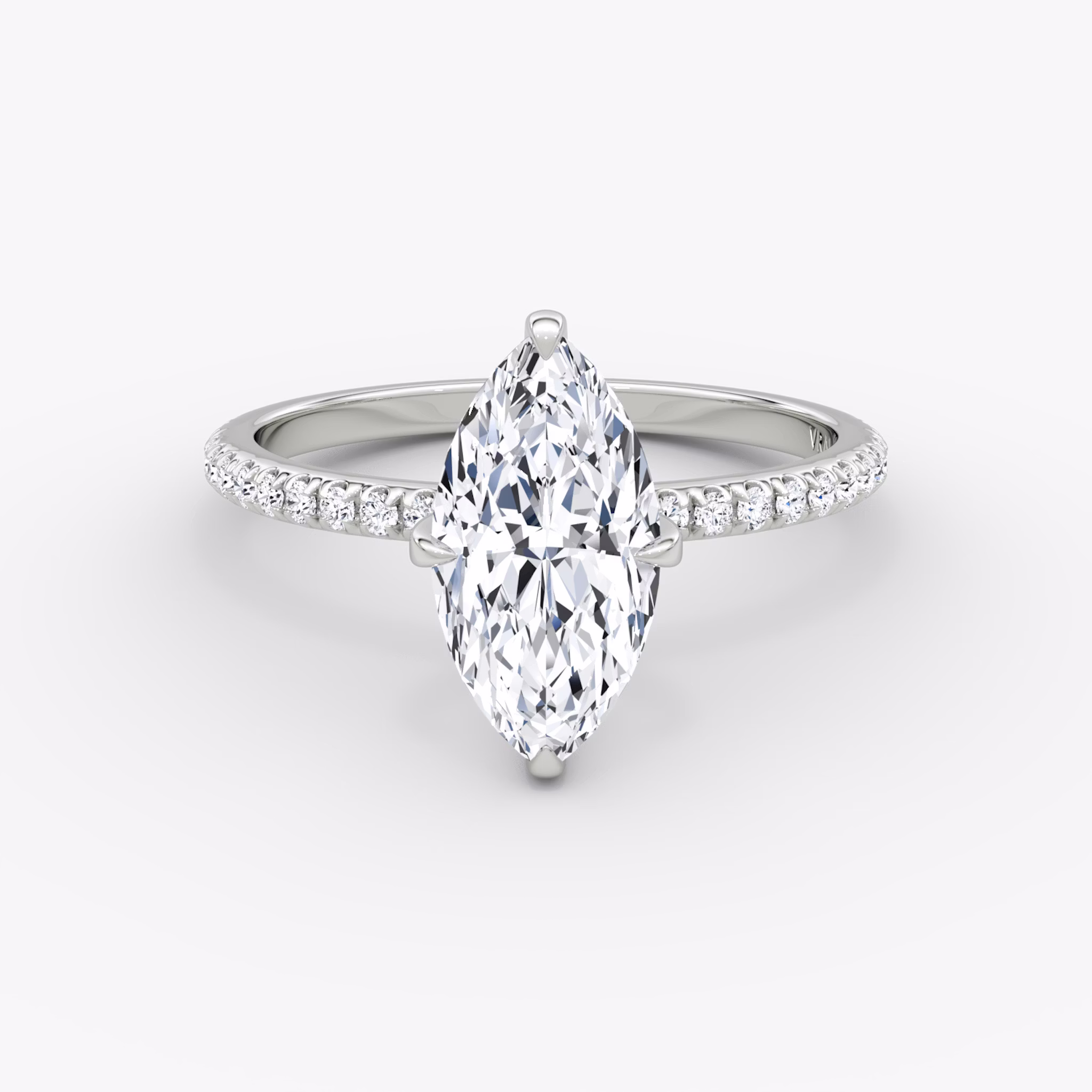 The Classic | Marquise | Platinum | bandAccent: Pavé | bandWidth: standard | diamondOrientation: vertical | caratWeight: other