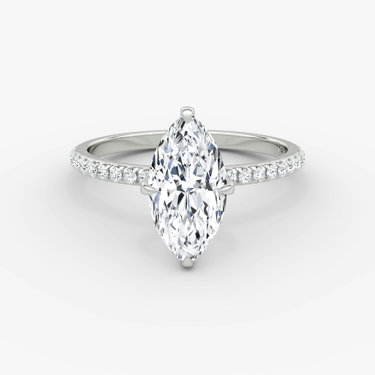 Anillo de compromiso Classic | Marquise | 18k | Oro blanco | bandAccent: Pavé | bandWidth: standard | diamondOrientation: vertical | caratWeight: other