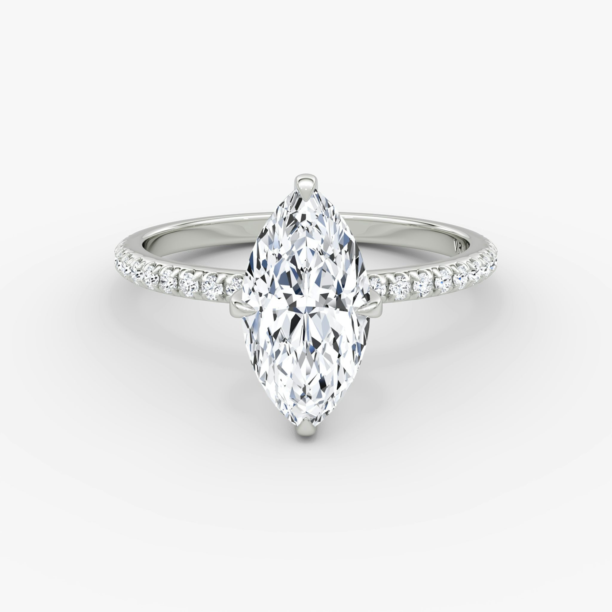 The Classic | Marquise | Platinum | bandAccent: Pavé | bandWidth: standard | diamondOrientation: vertical | caratWeight: other