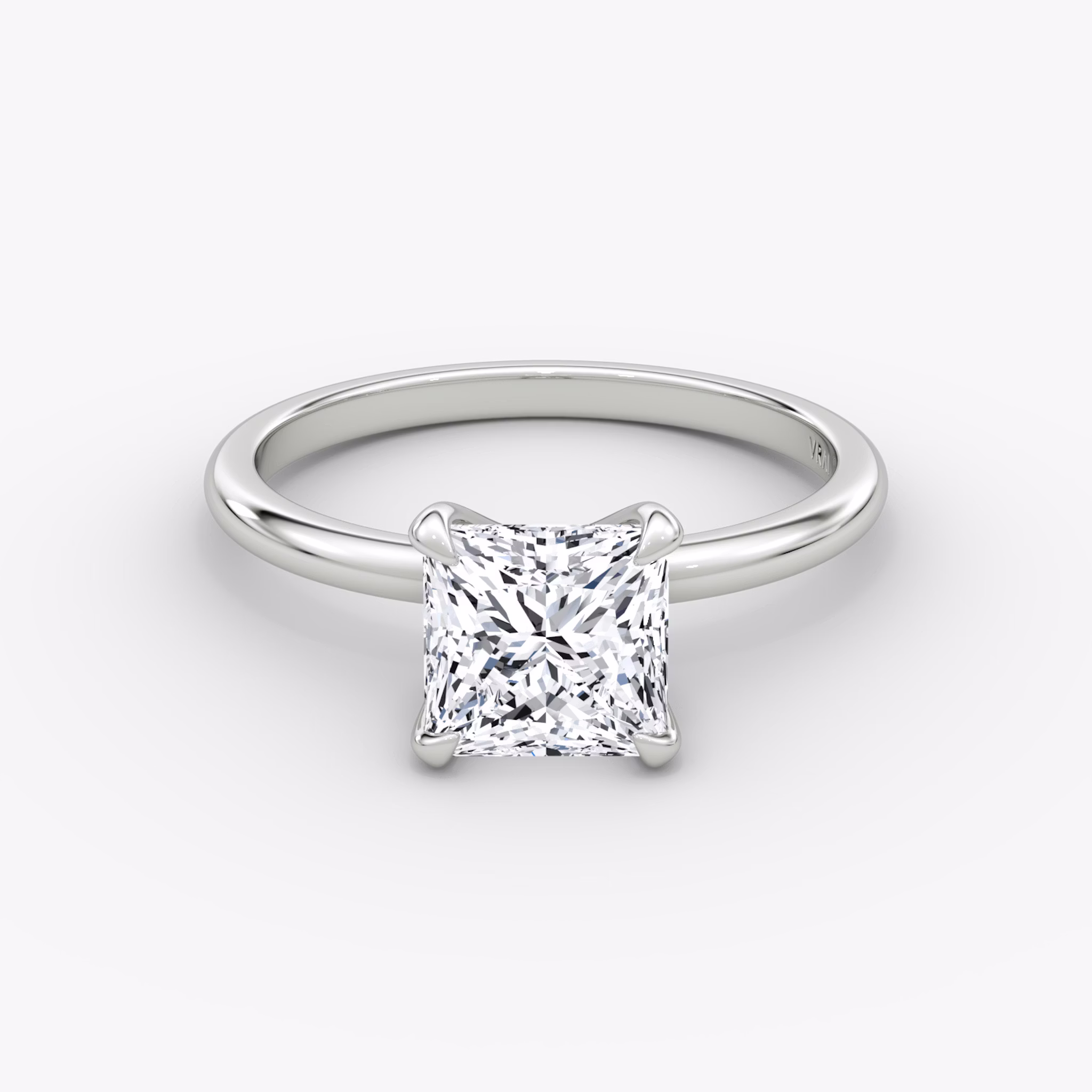 The Classic | Princess | 18k | White Gold | bandAccent: Plain | bandWidth: standard | diamondOrientation: vertical | caratWeight: other