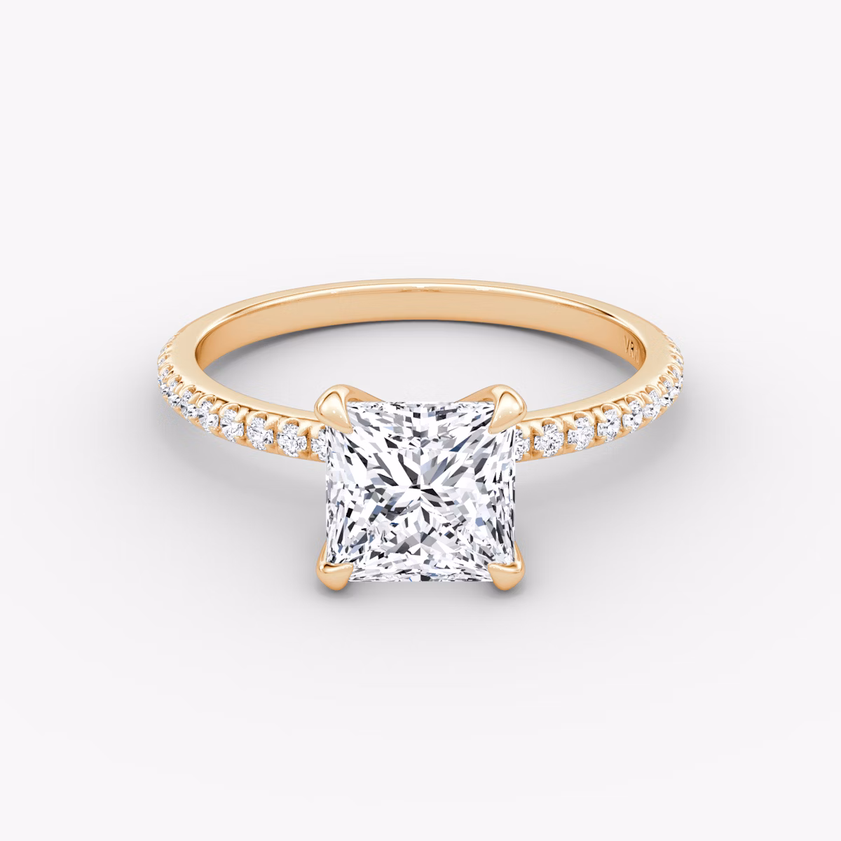 The Classic | Princess | 14k | Rose Gold | bandAccent: Pavé | bandWidth: standard | diamondOrientation: vertical | caratWeight: other