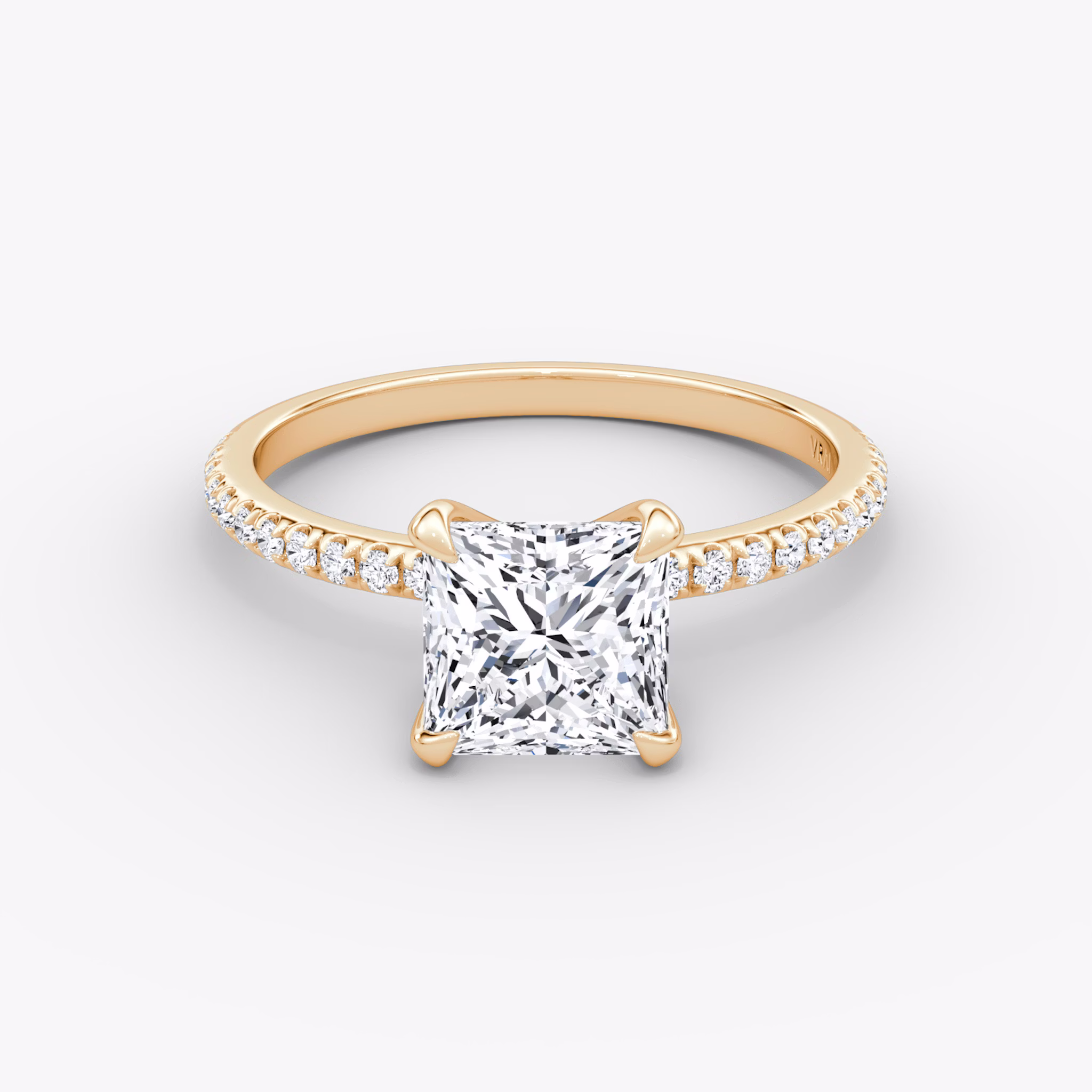 The Classic | Princess | 14k | Rose Gold | bandAccent: Pavé | bandWidth: standard | diamondOrientation: vertical | caratWeight: other