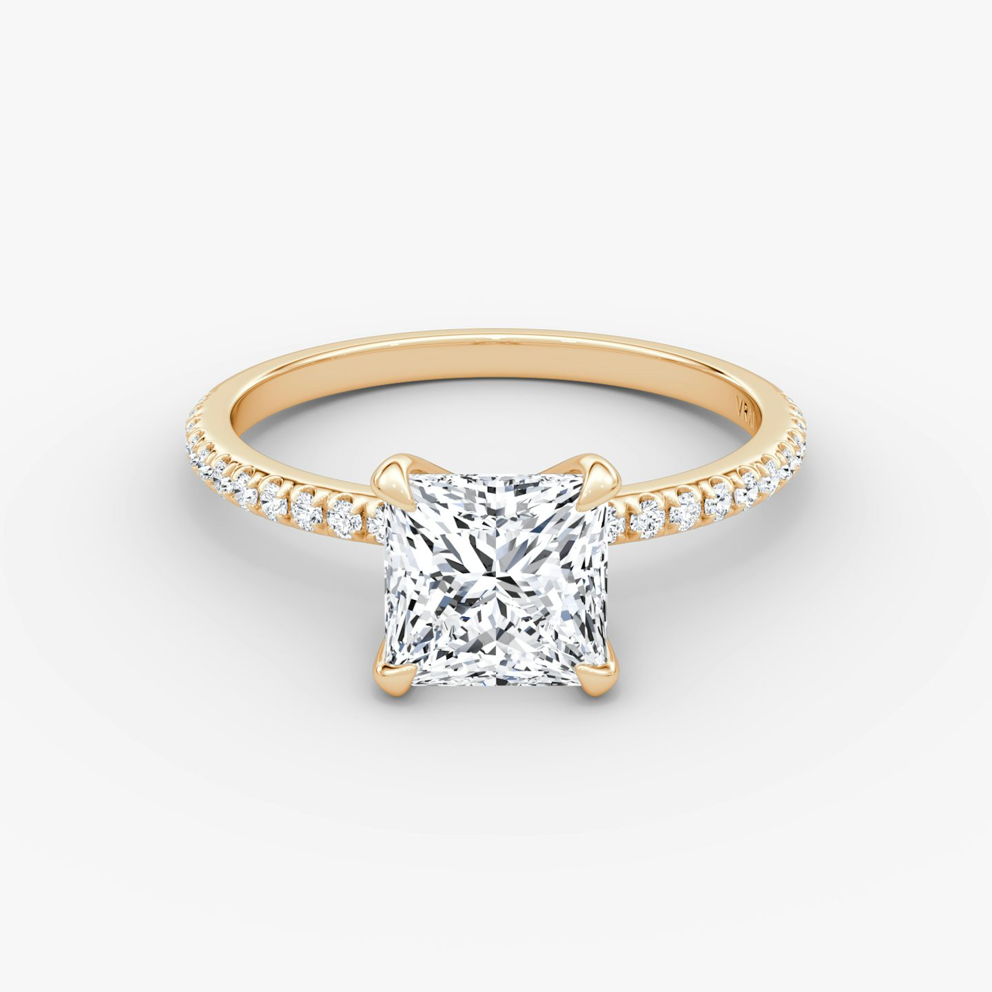 The Classic | Princess | 14k | Rose Gold | bandAccent: Pavé | bandWidth: standard | diamondOrientation: vertical | caratWeight: other