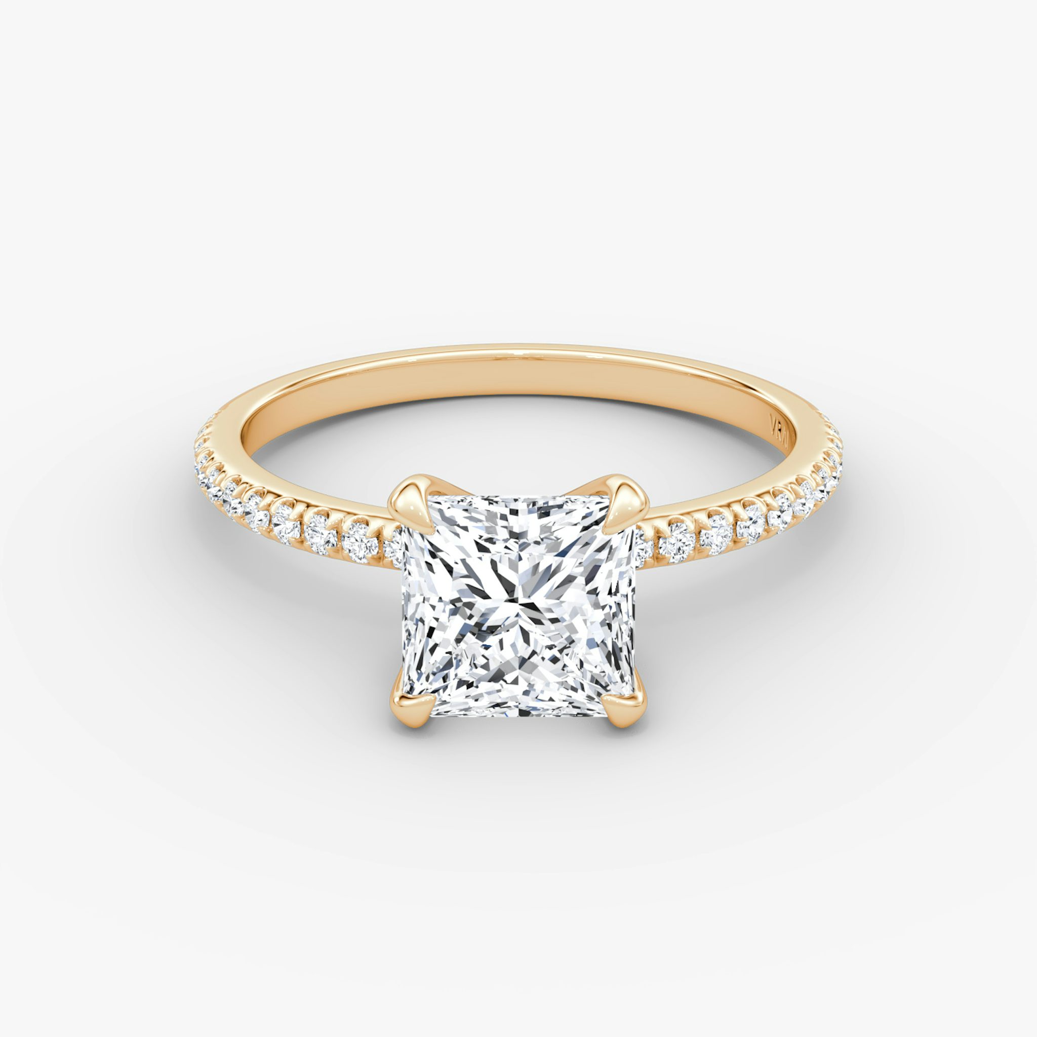 The Classic | Princess | 14k | Rose Gold | bandAccent: Pavé | bandWidth: standard | diamondOrientation: vertical | caratWeight: other