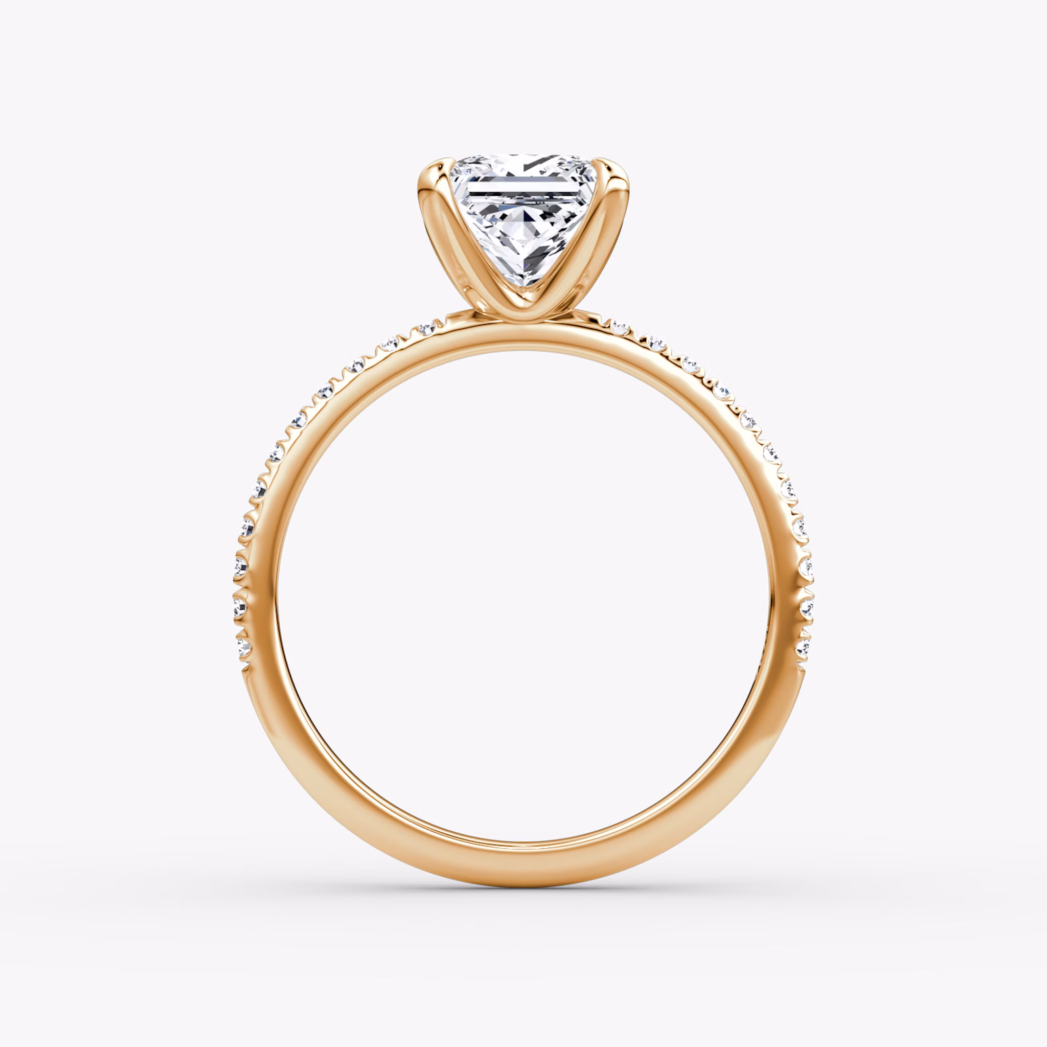 The Classic | Princess | 14k | Rose Gold | bandAccent: Pavé | bandWidth: standard | diamondOrientation: vertical | caratWeight: other