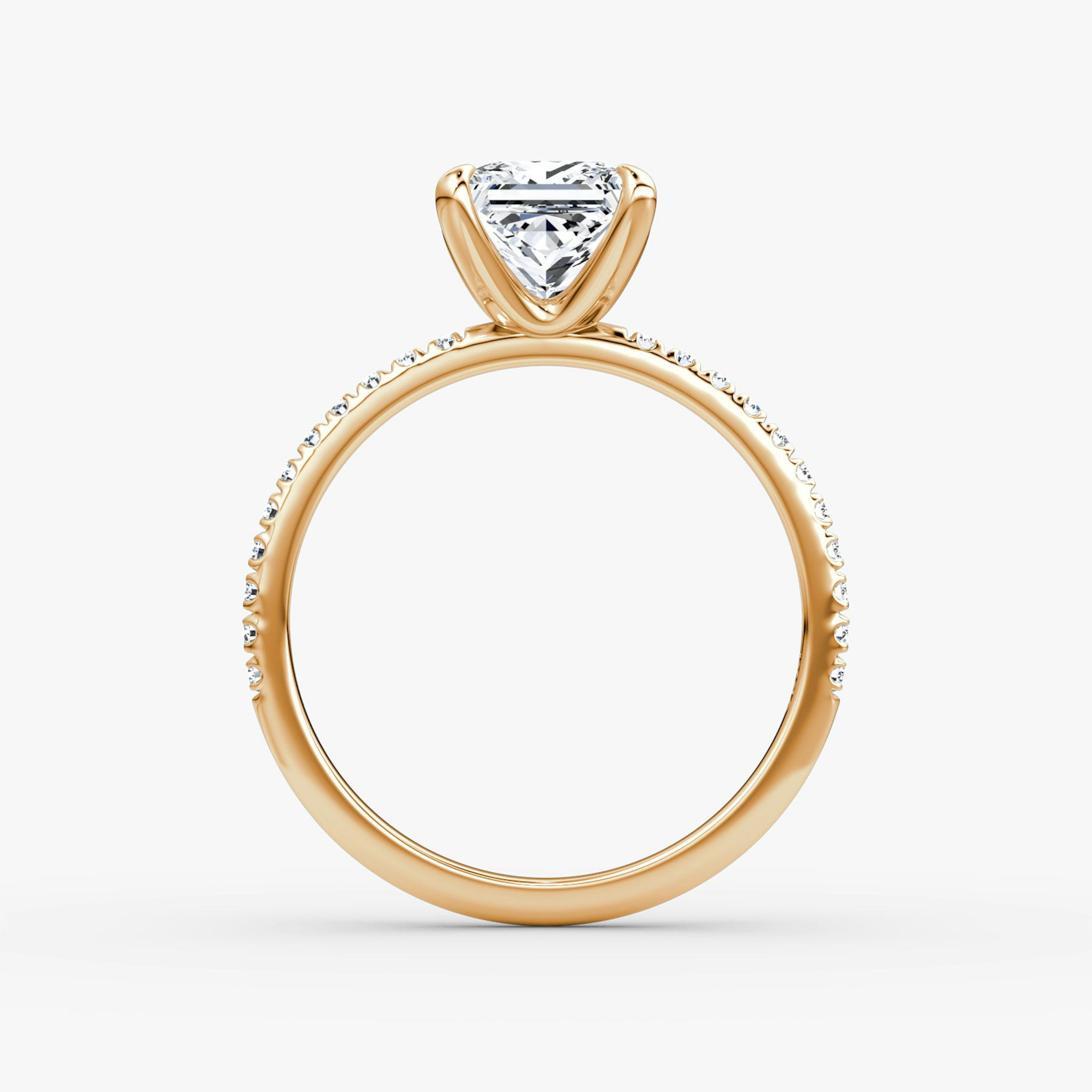 The Classic | Princess | 14k | Rose Gold | bandAccent: Pavé | bandWidth: standard | diamondOrientation: vertical | caratWeight: other
