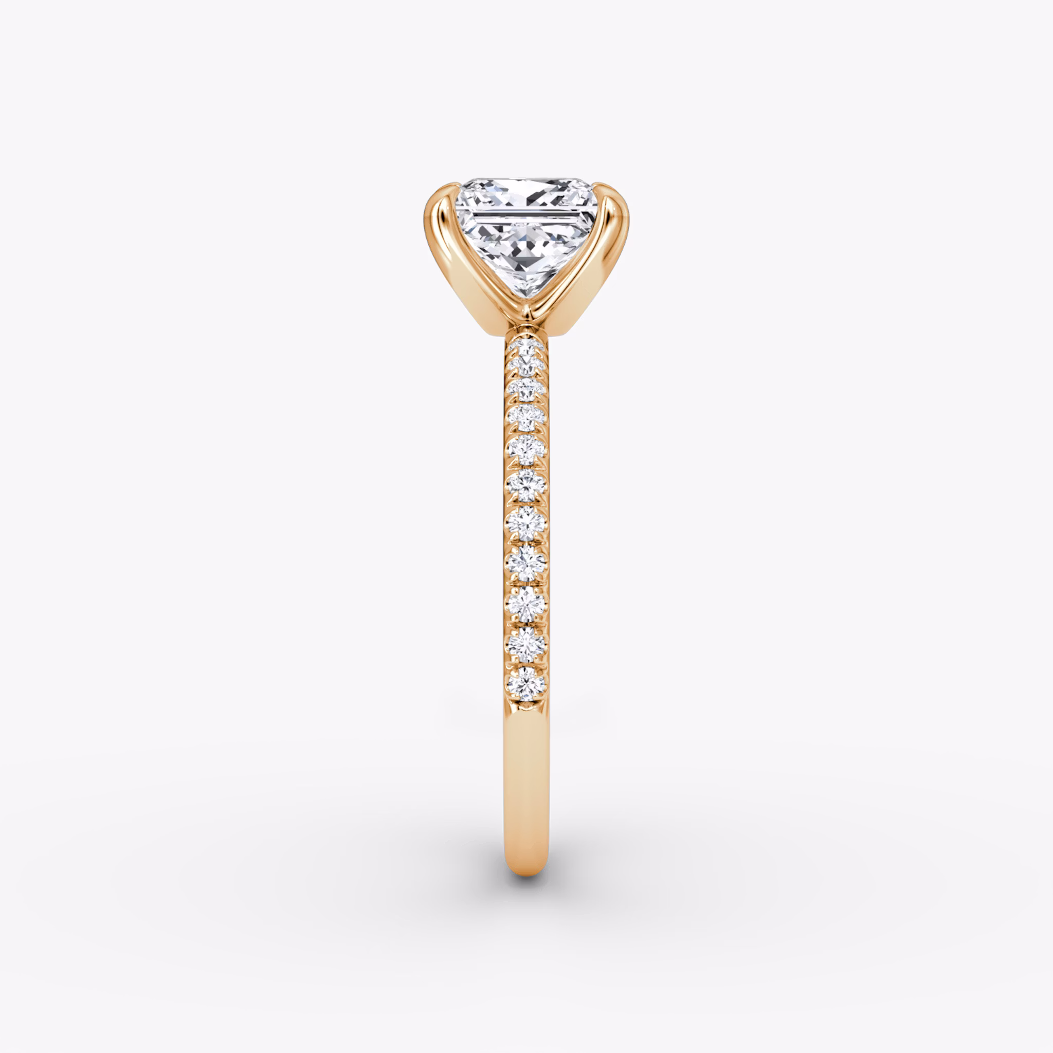 The Classic | Princess | 14k | Rose Gold | bandAccent: Pavé | bandWidth: standard | diamondOrientation: vertical | caratWeight: other