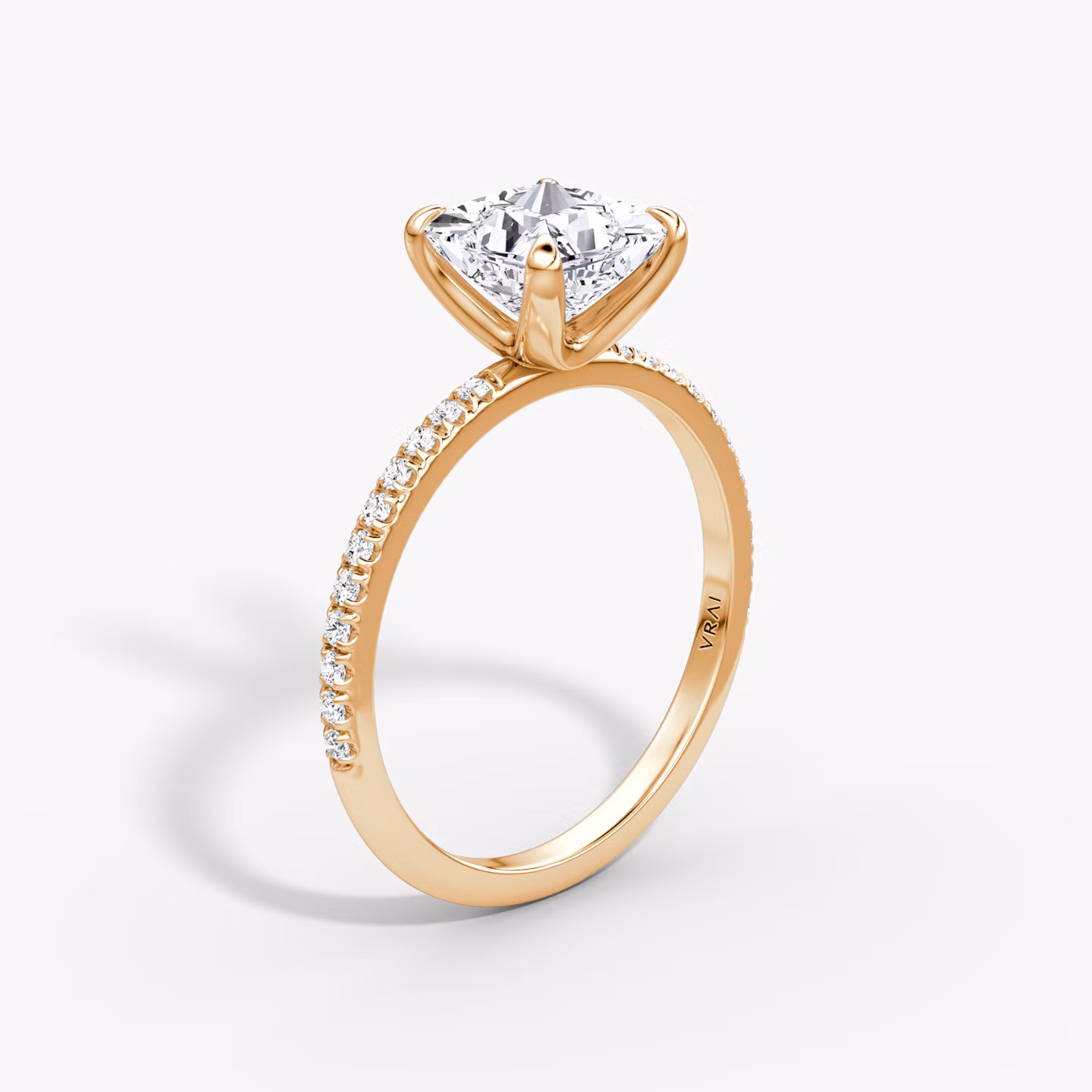 The Classic | Princess | 14k | Rose Gold | bandAccent: Pavé | bandWidth: standard | diamondOrientation: vertical | caratWeight: other