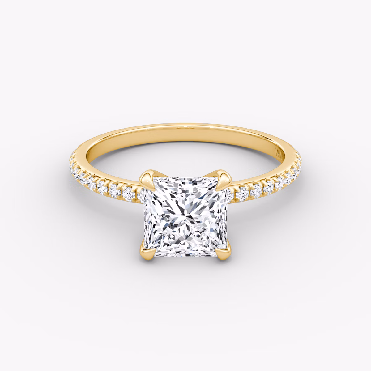 The Classic | Princess | 18k | Yellow Gold | bandAccent: Pavé | bandWidth: standard | diamondOrientation: vertical | caratWeight: other
