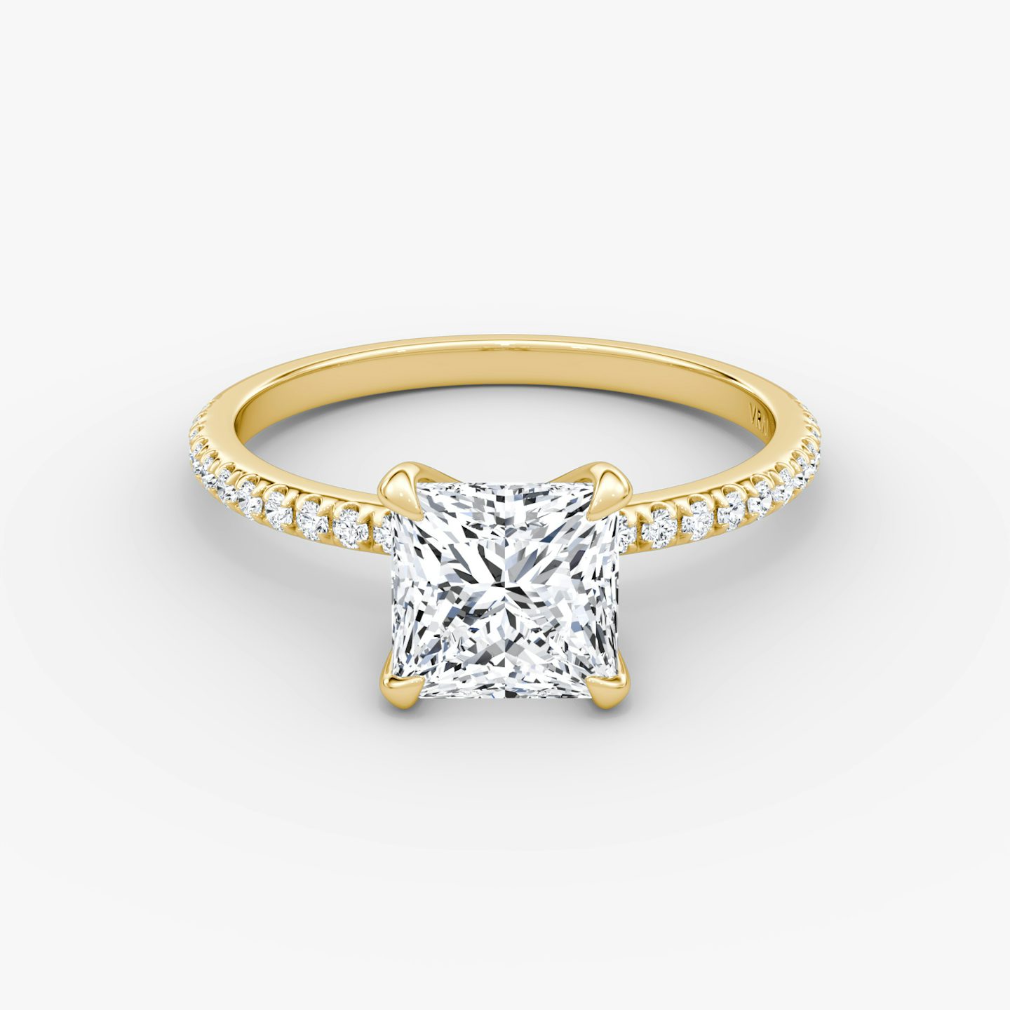 The Classic | Princess | 18k | Yellow Gold | bandAccent: Pavé | bandWidth: standard | diamondOrientation: vertical | caratWeight: other
