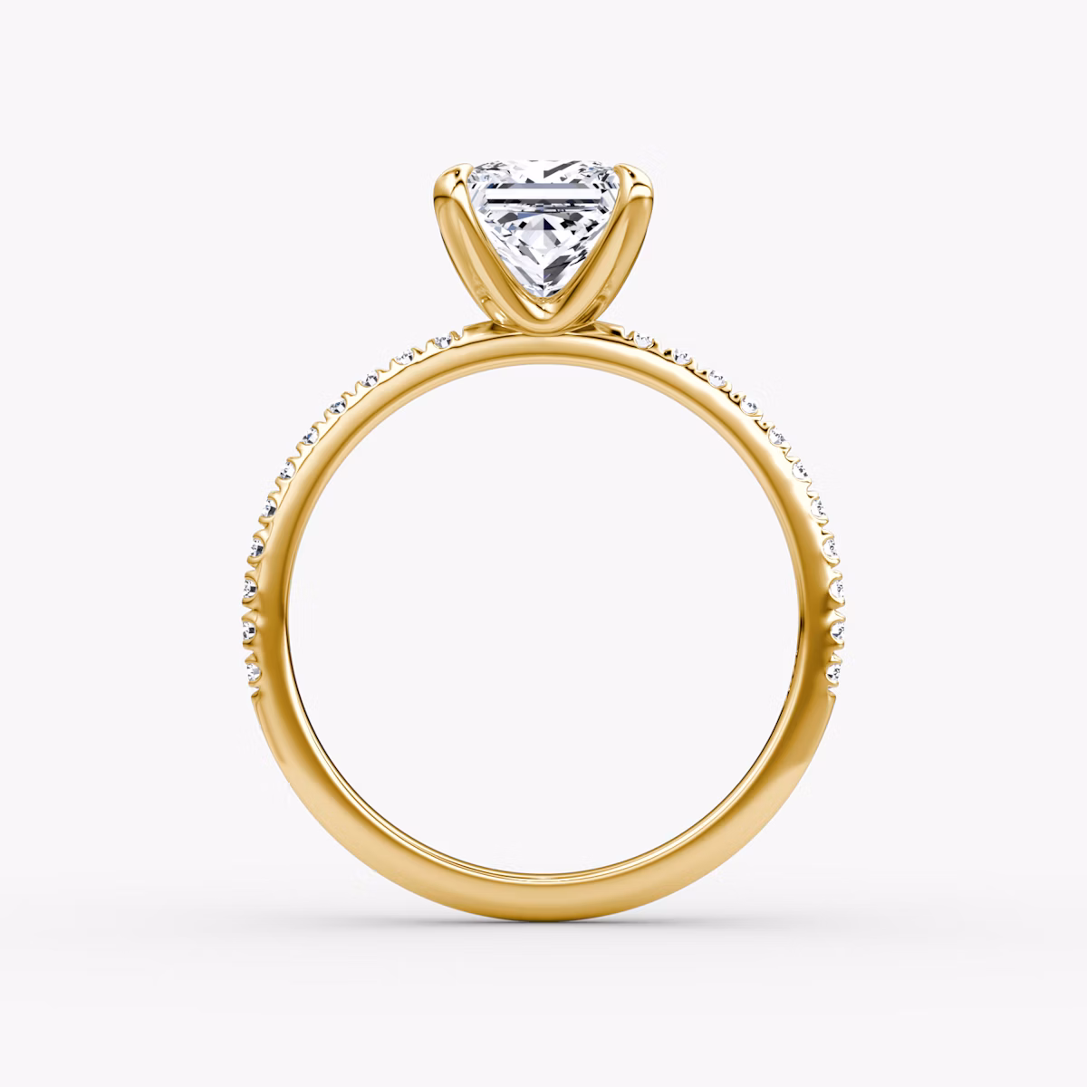 The Classic | Princess | 18k | Yellow Gold | bandAccent: Pavé | bandWidth: standard | diamondOrientation: vertical | caratWeight: other