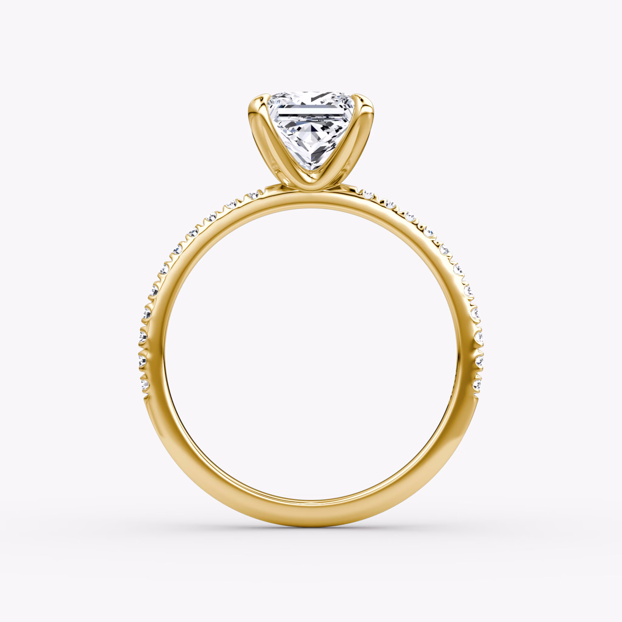 The Classic | Princess | 18k | Yellow Gold | bandAccent: Pavé | bandWidth: standard | diamondOrientation: vertical | caratWeight: other