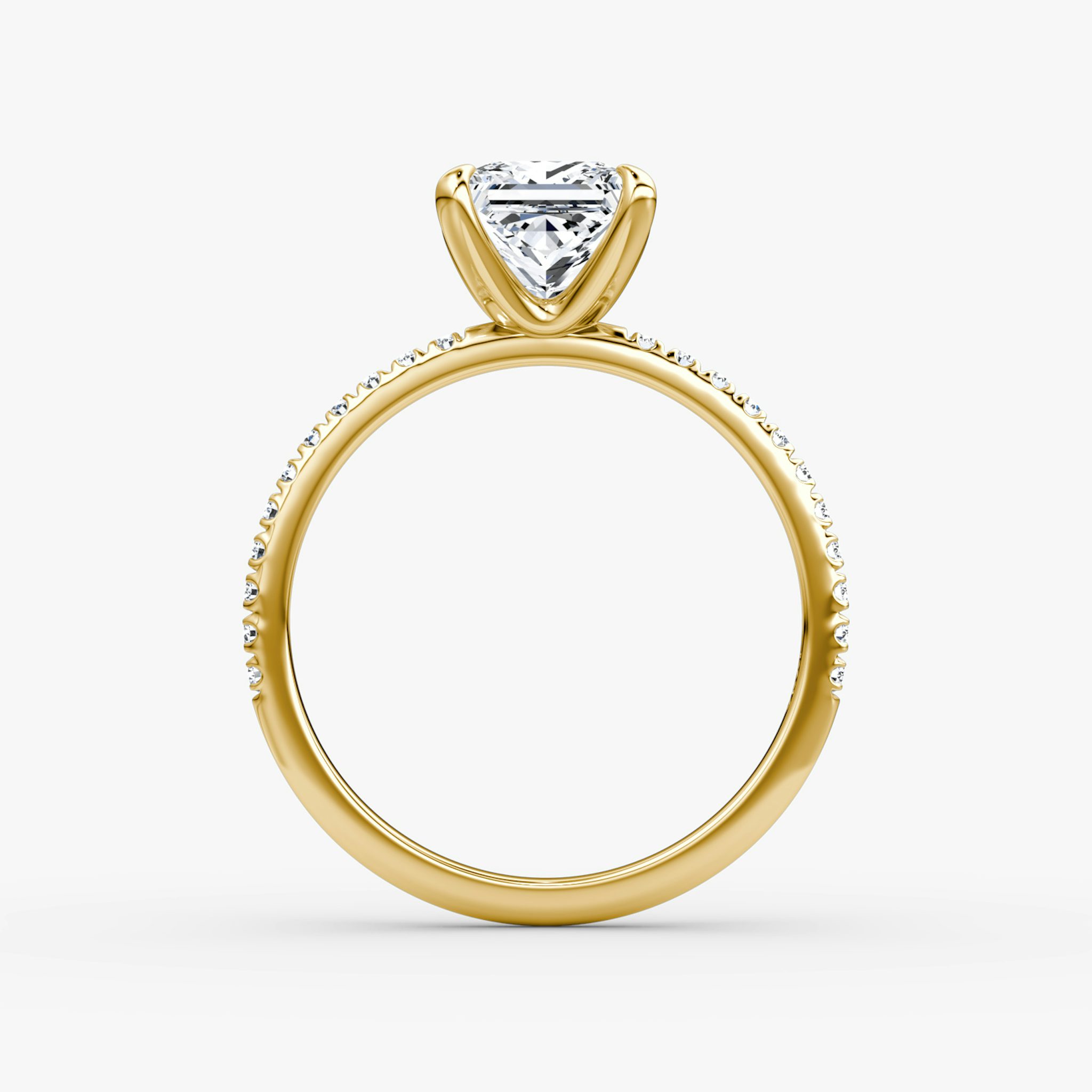 The Classic | Princess | 18k | Yellow Gold | bandAccent: Pavé | bandWidth: standard | diamondOrientation: vertical | caratWeight: other