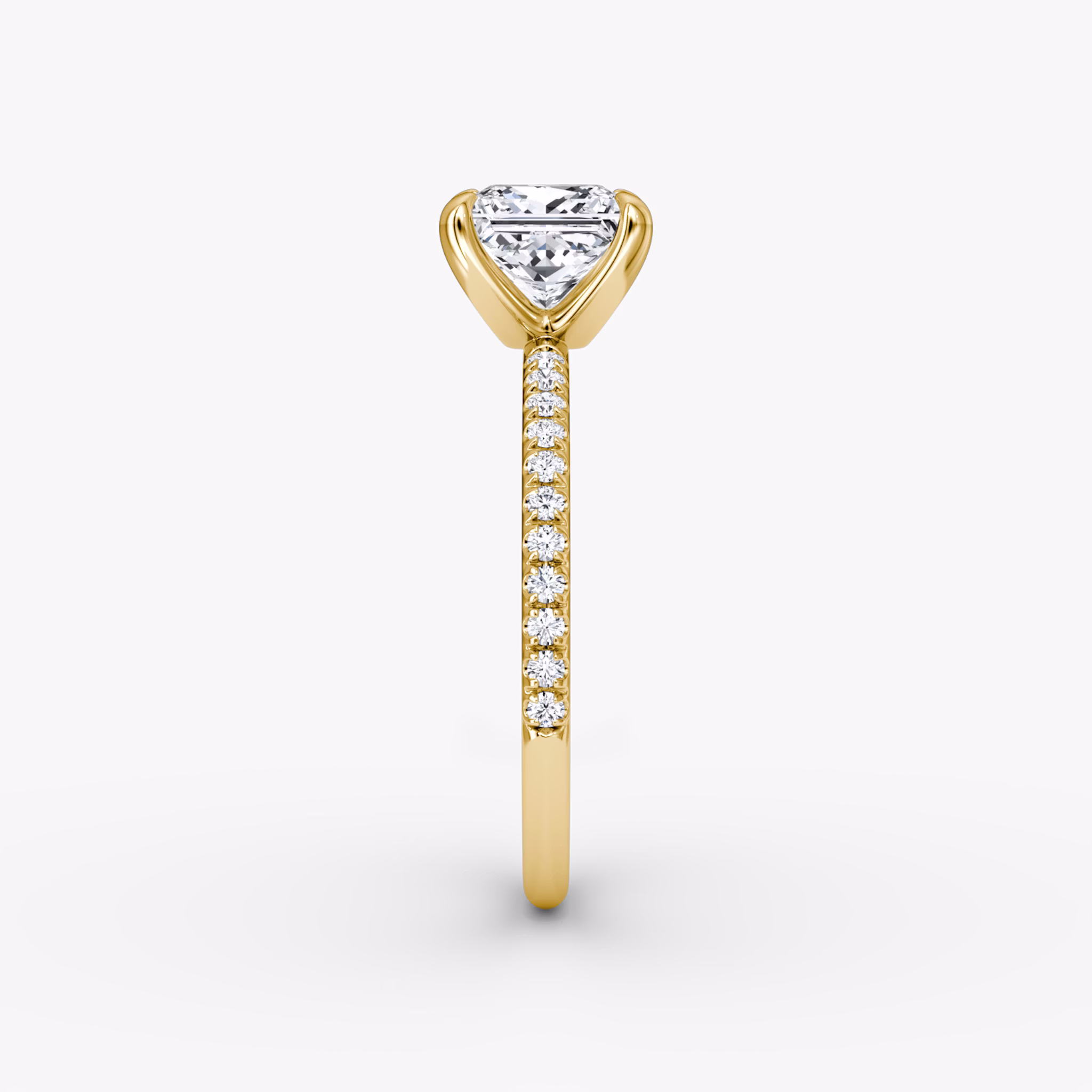 The Classic | Princess | 18k | Yellow Gold | bandAccent: Pavé | bandWidth: standard | diamondOrientation: vertical | caratWeight: other