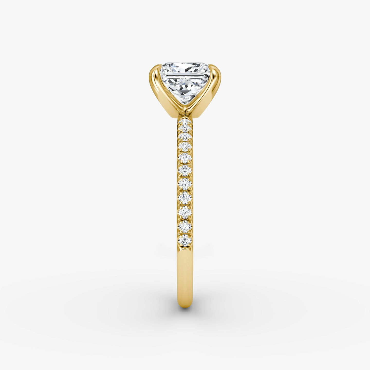 The Classic | Princess | 18k | Yellow Gold | bandAccent: Pavé | bandWidth: standard | diamondOrientation: vertical | caratWeight: other