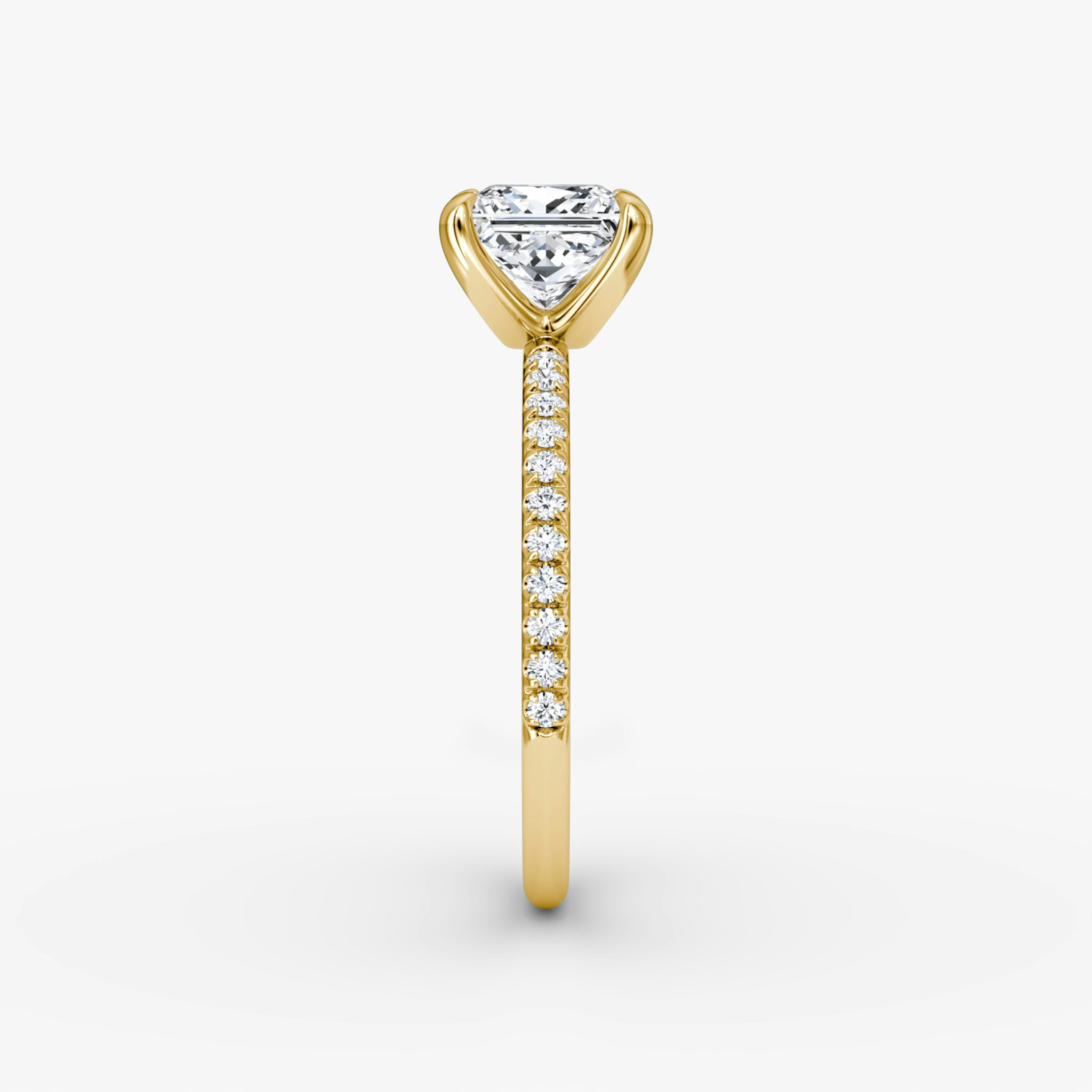 The Classic | Princess | 18k | Yellow Gold | bandAccent: Pavé | bandWidth: standard | diamondOrientation: vertical | caratWeight: other