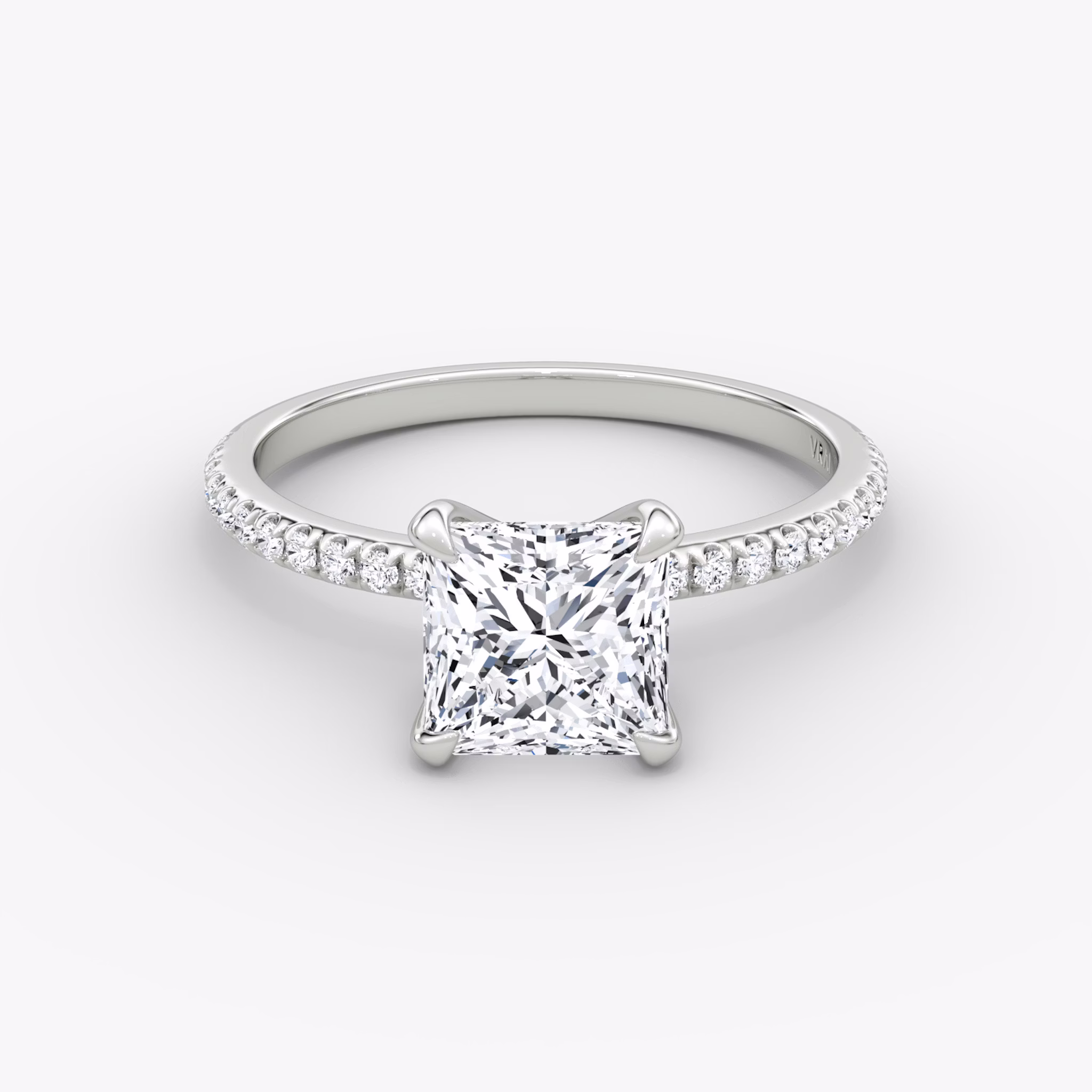 The Classic | Princess | Platinum | bandAccent: Pavé | bandWidth: standard | diamondOrientation: vertical | caratWeight: other