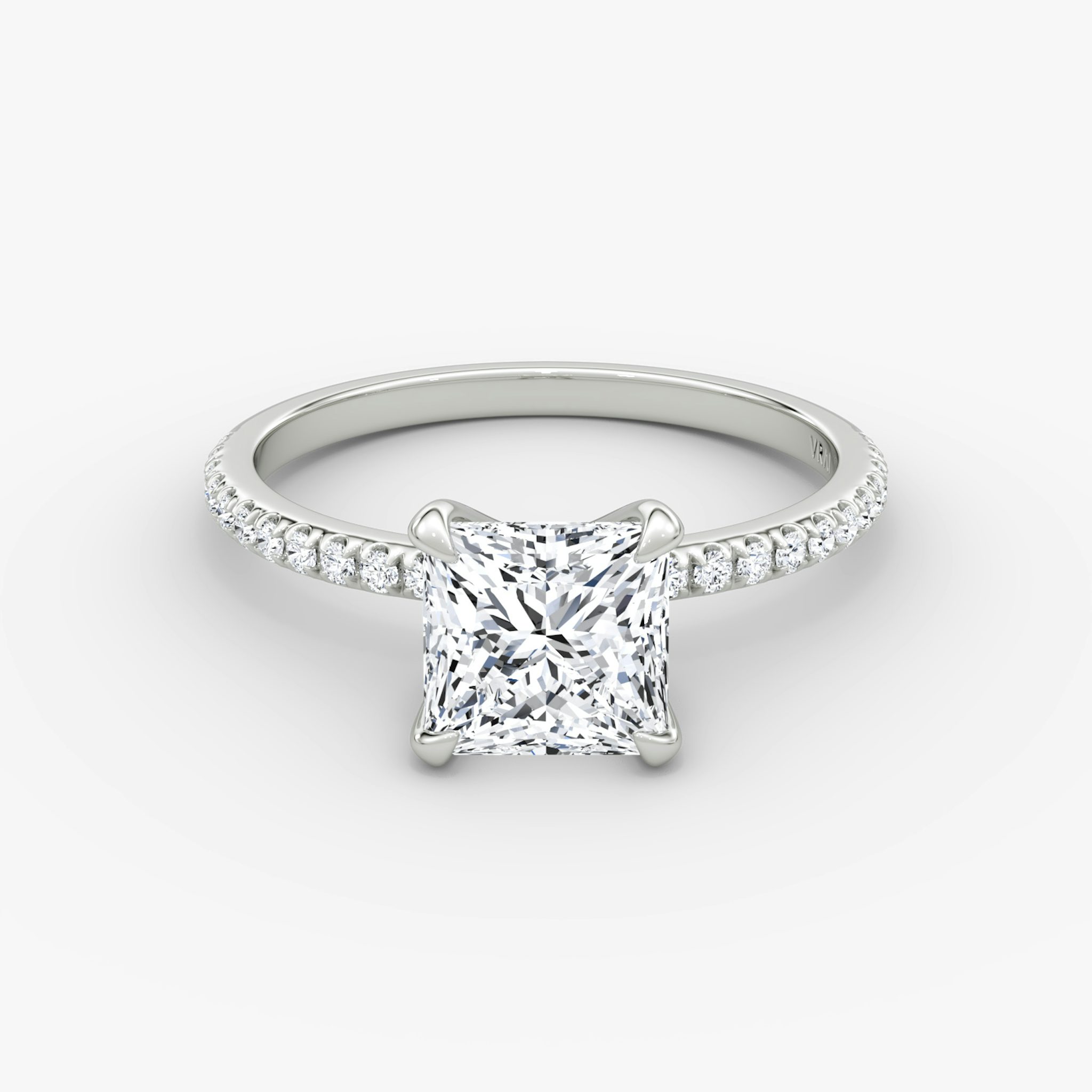 The Classic | Princess | Platinum | bandAccent: Pavé | bandWidth: standard | diamondOrientation: vertical | caratWeight: other