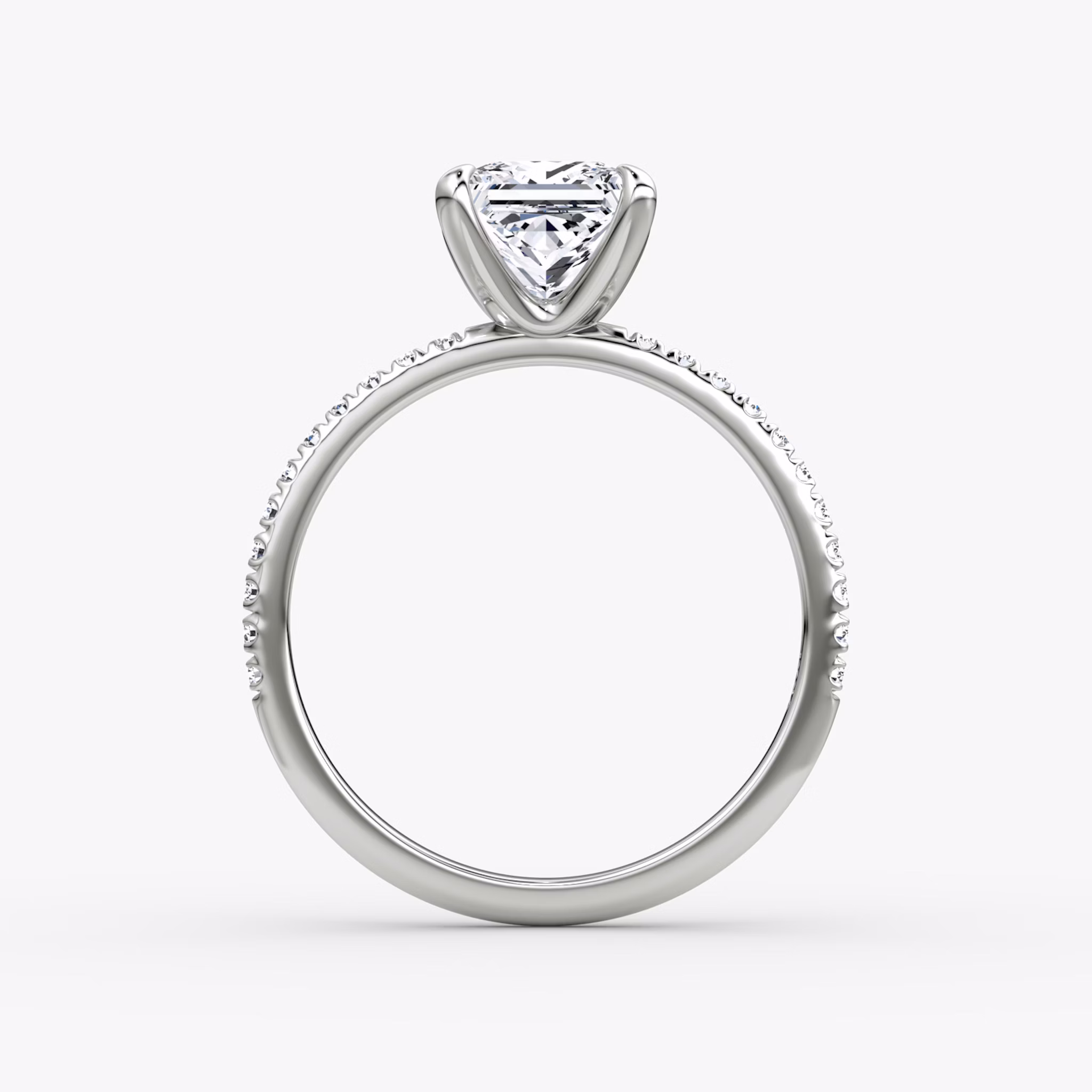 The Classic | Princess | Platinum | bandAccent: Pavé | bandWidth: standard | diamondOrientation: vertical | caratWeight: other