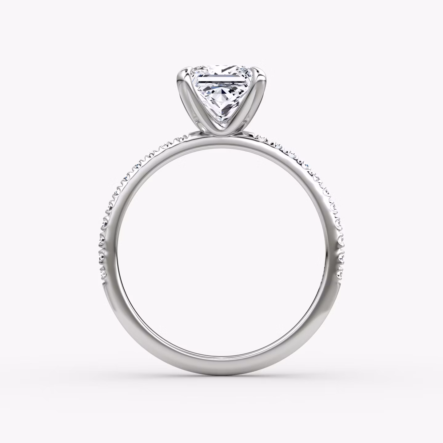 The Classic | Princess | Platinum | bandAccent: Pavé | bandWidth: standard | diamondOrientation: vertical | caratWeight: other