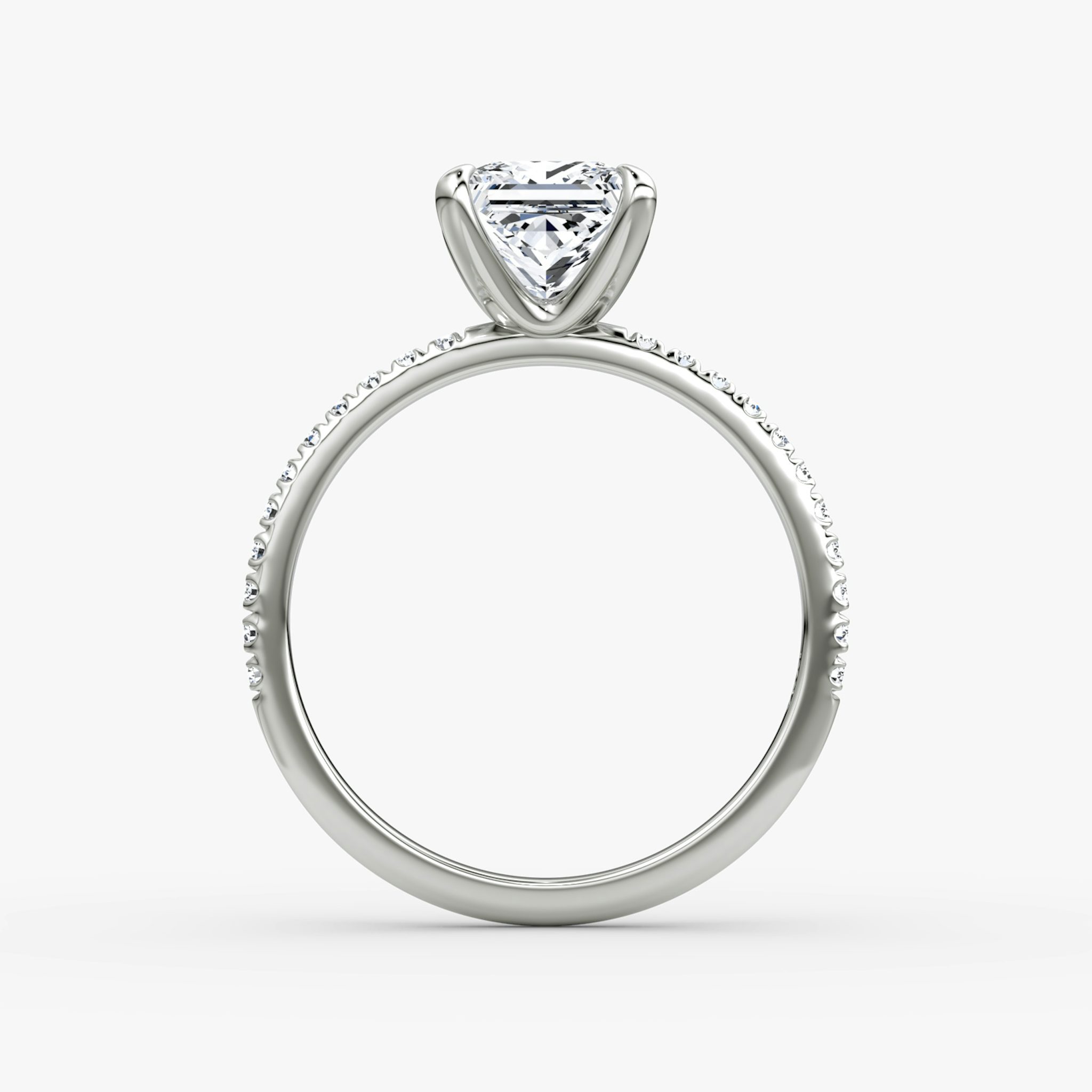 The Classic | Princess | Platinum | bandAccent: Pavé | bandWidth: standard | diamondOrientation: vertical | caratWeight: other
