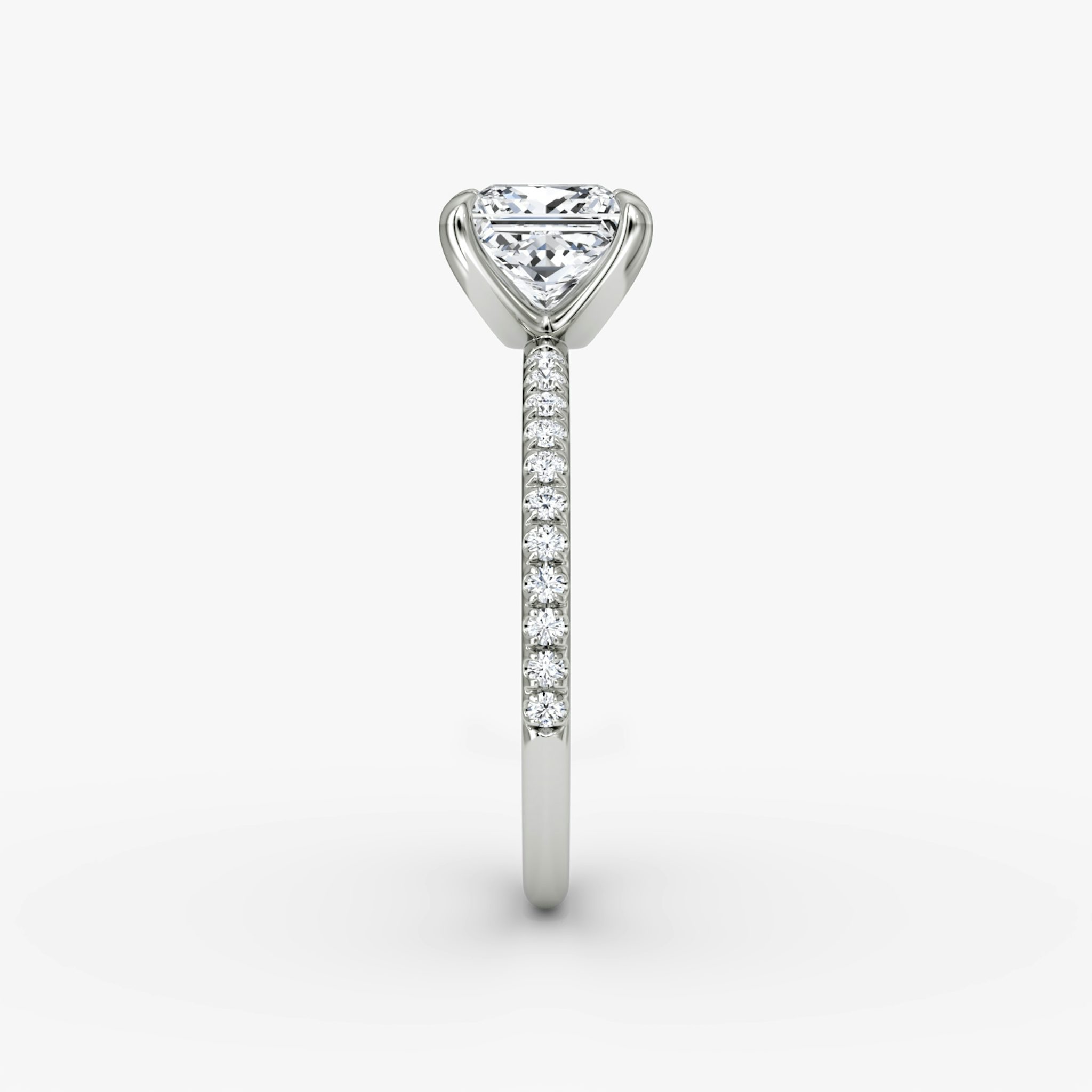 The Classic | Princess | Platinum | bandAccent: Pavé | bandWidth: standard | diamondOrientation: vertical | caratWeight: other