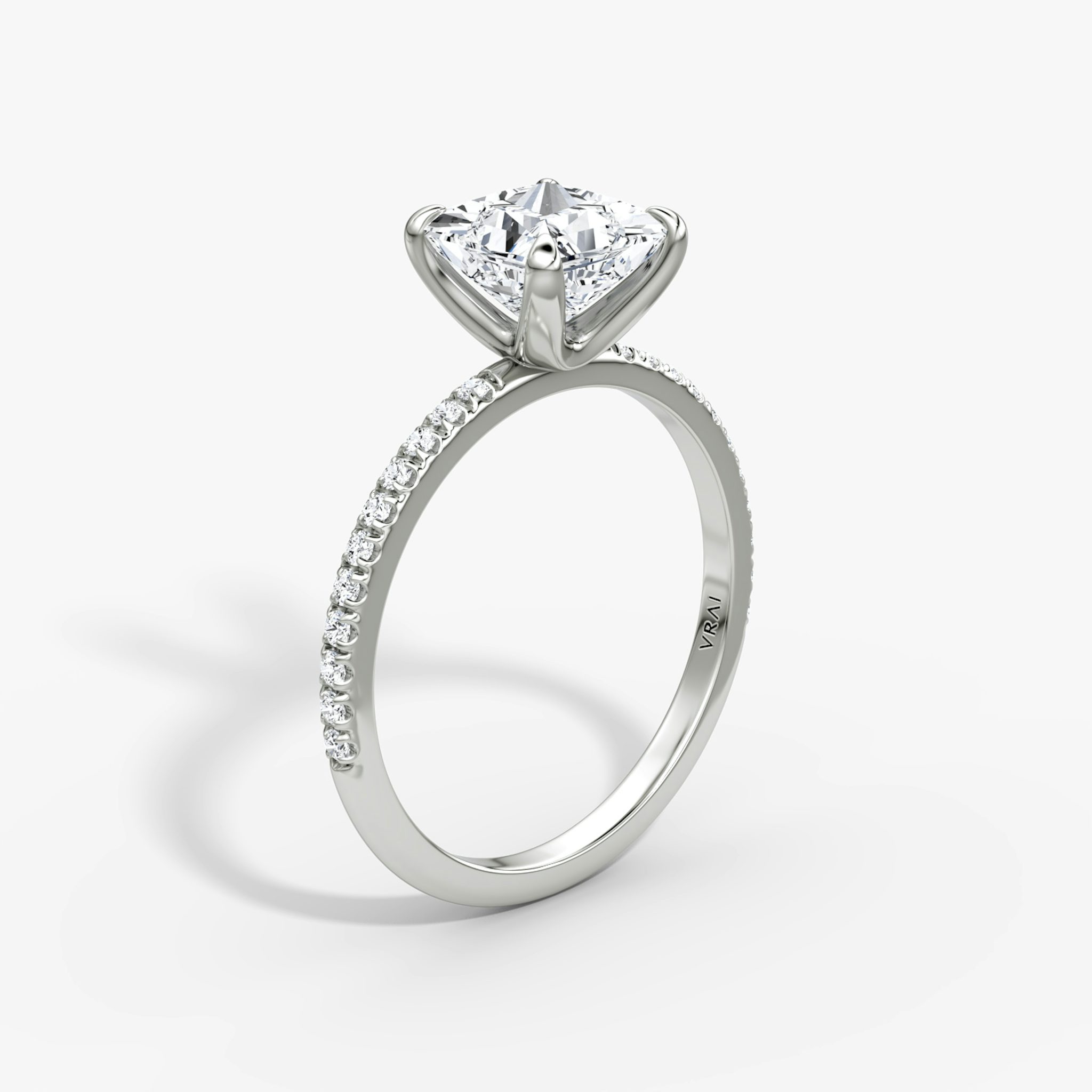 The Classic | Princess | Platinum | bandAccent: Pavé | bandWidth: standard | diamondOrientation: vertical | caratWeight: other