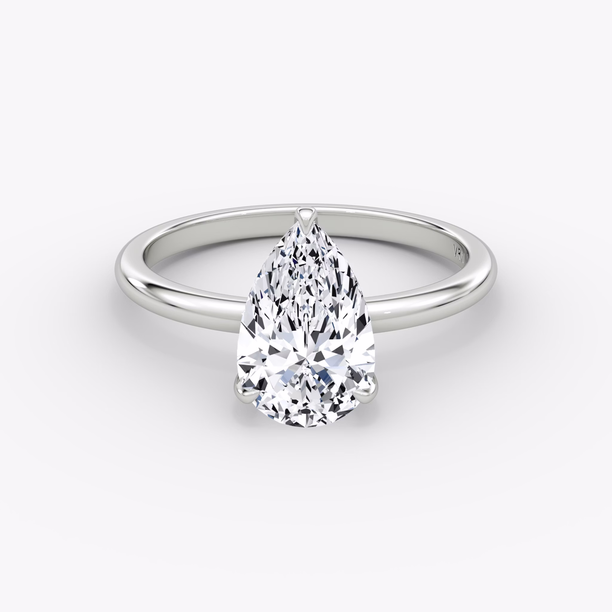 The Classic | Pear | 18k | White Gold | bandAccent: Plain | bandWidth: standard | diamondOrientation: vertical | caratWeight: other