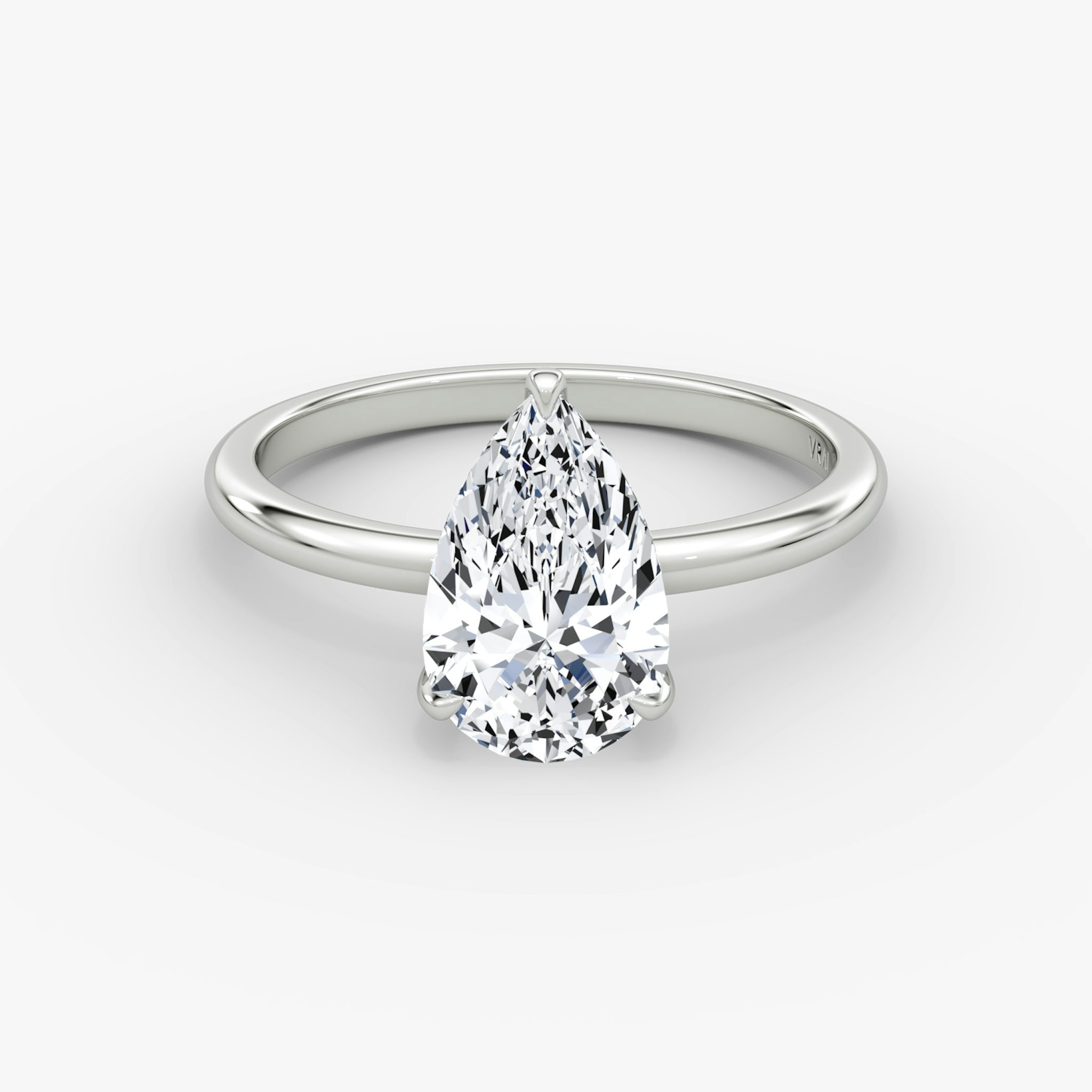 The Classic | Pear | 18k | White Gold | bandAccent: Plain | bandWidth: standard | diamondOrientation: vertical | caratWeight: other
