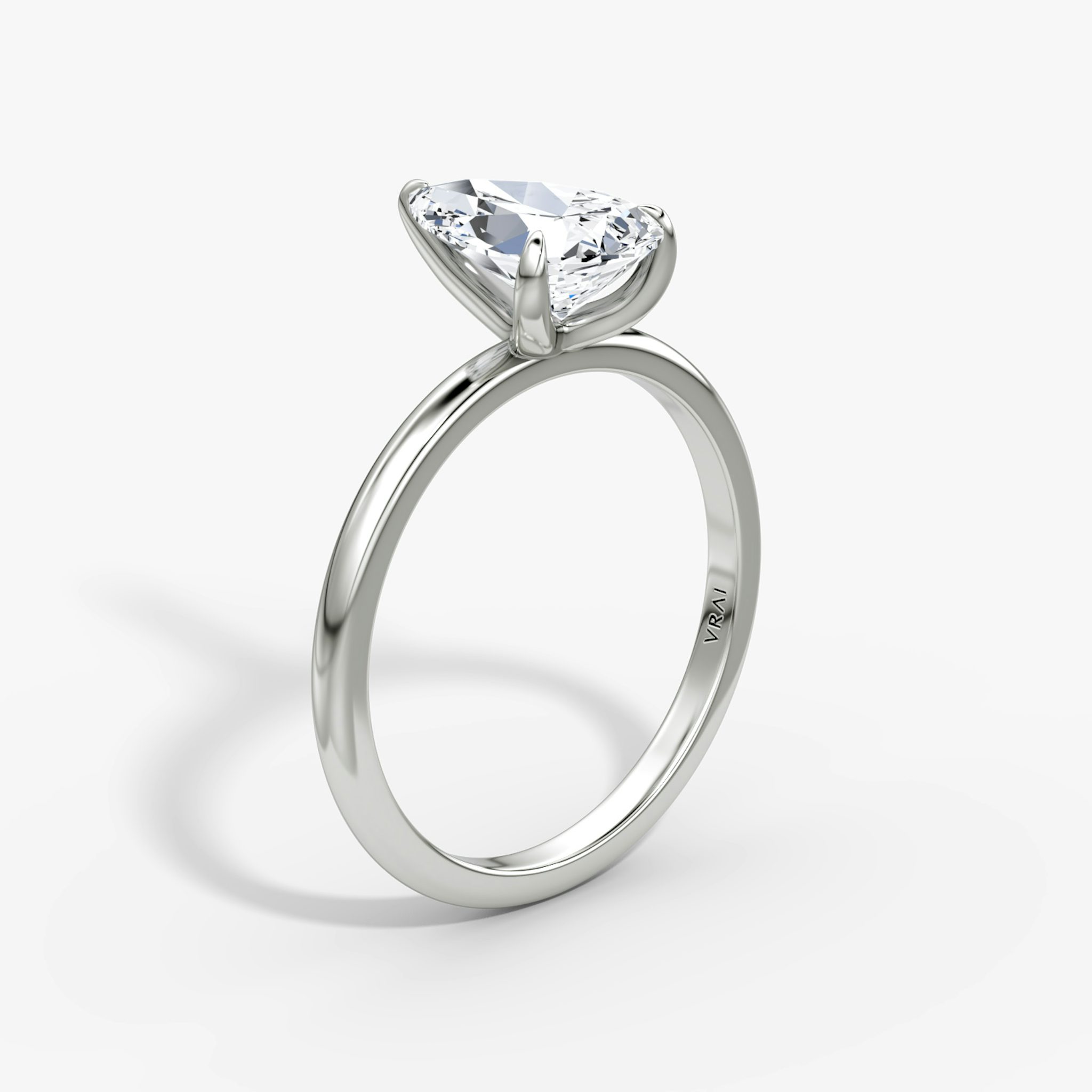 The Classic | Pear | 18k | White Gold | bandAccent: Plain | bandWidth: standard | diamondOrientation: vertical | caratWeight: other