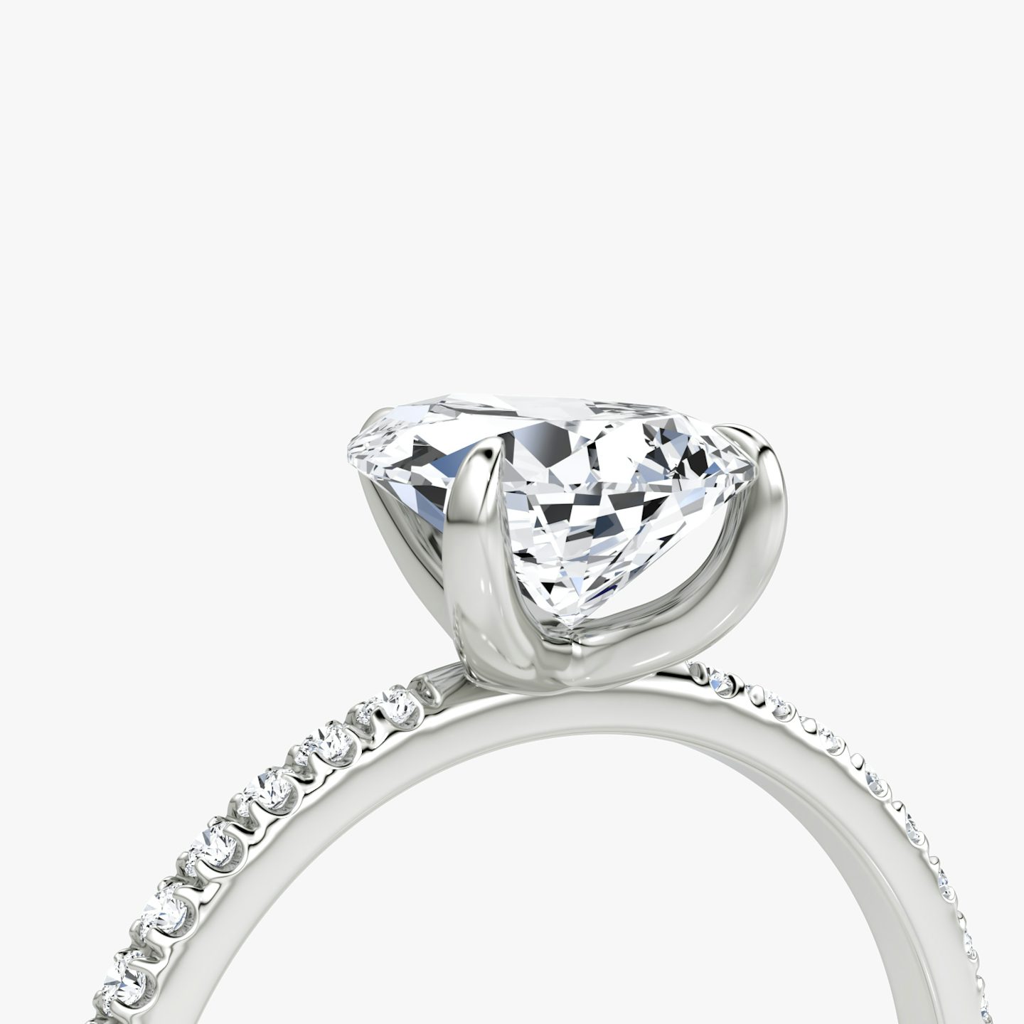 The Classic | Pear | Platinum | bandAccent: Pavé | bandWidth: standard | diamondOrientation: vertical | caratWeight: other