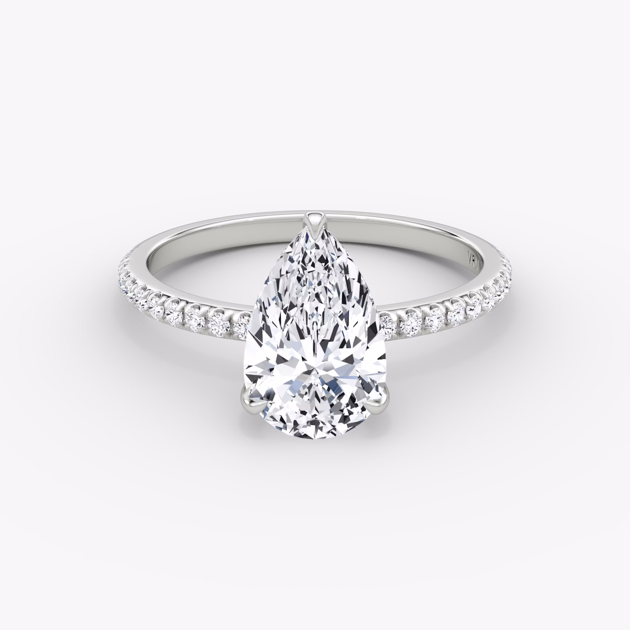 The Classic | Pear | 18k | White Gold | bandAccent: Pavé | bandWidth: standard | diamondOrientation: vertical | caratWeight: other