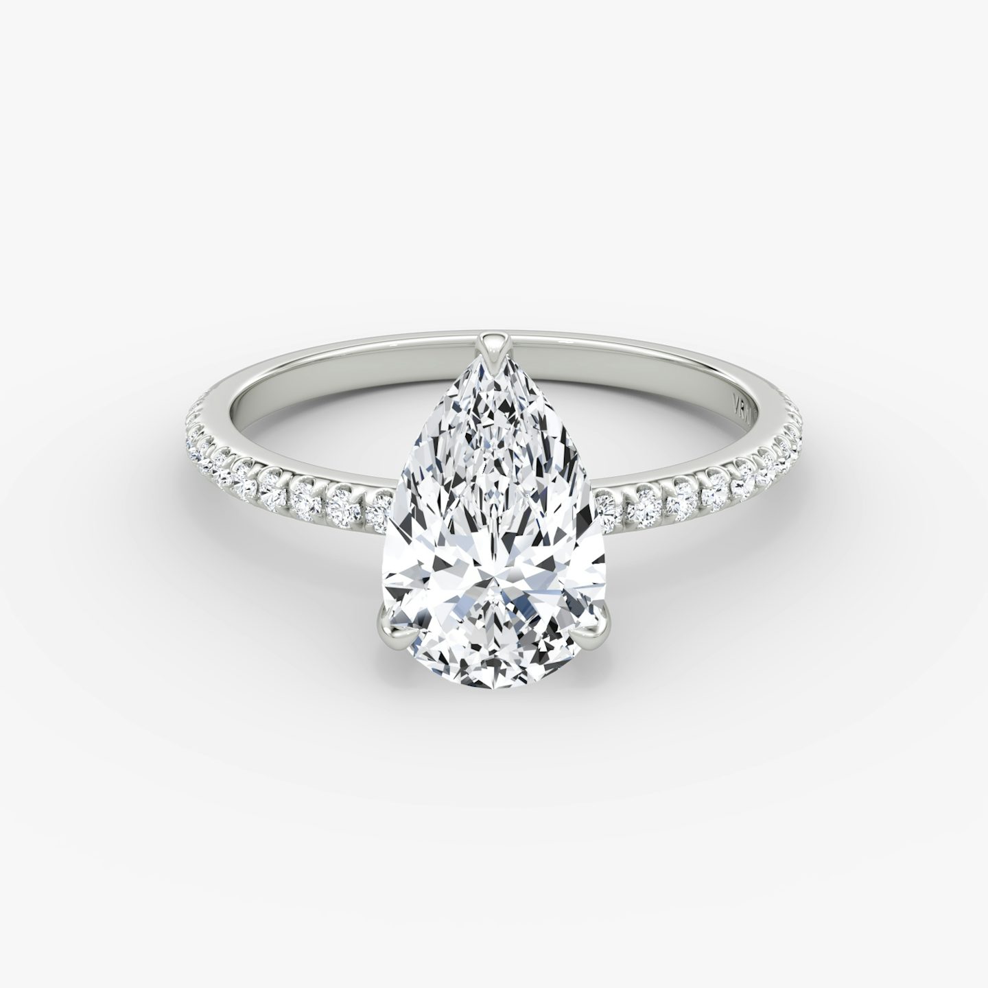 The Classic | Pear | Platinum | bandAccent: Pavé | bandWidth: standard | diamondOrientation: vertical | caratWeight: other