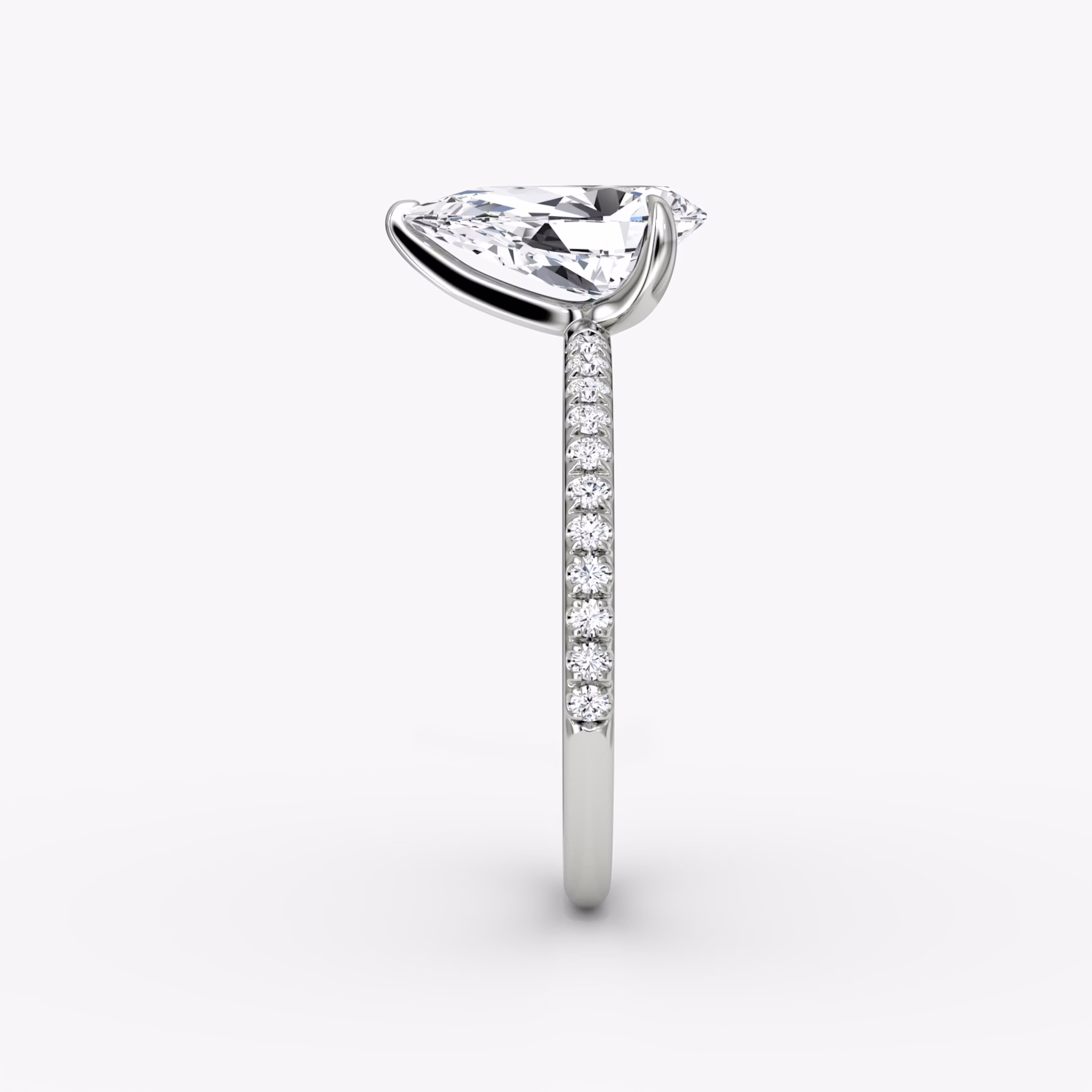 The Classic | Pear | 18k | White Gold | bandAccent: Pavé | bandWidth: standard | diamondOrientation: vertical | caratWeight: other