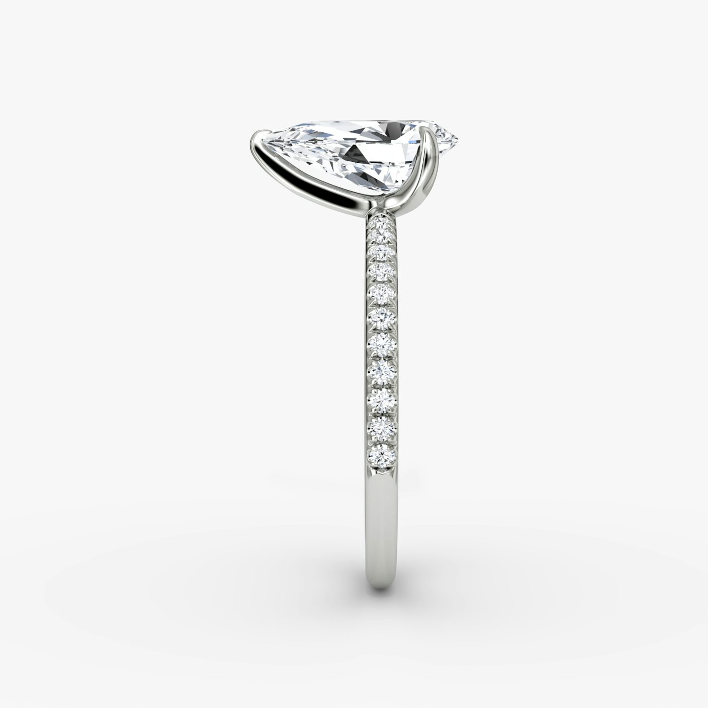 The Classic | Pear | Platinum | bandAccent: Pavé | bandWidth: standard | diamondOrientation: vertical | caratWeight: other