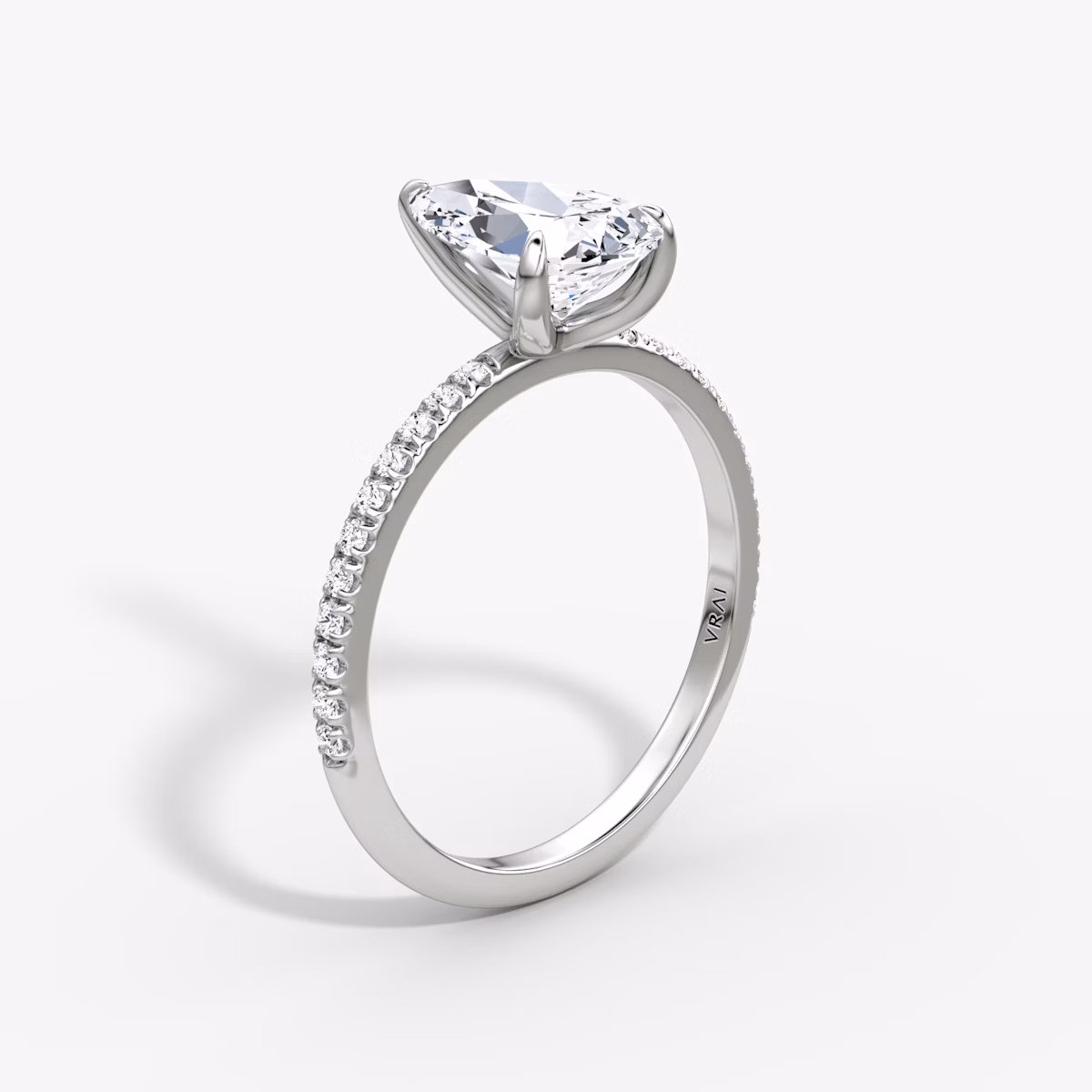The Classic | Pear | 18k | White Gold | bandAccent: Pavé | bandWidth: standard | diamondOrientation: vertical | caratWeight: other