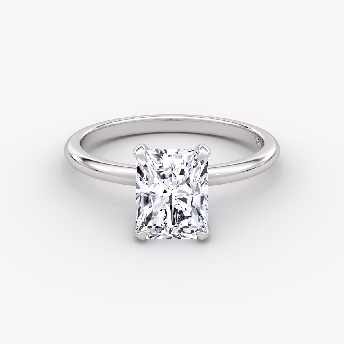 The Classic | Radiant | Platinum | bandAccent: Plain | bandWidth: standard | diamondOrientation: vertical | caratWeight: other