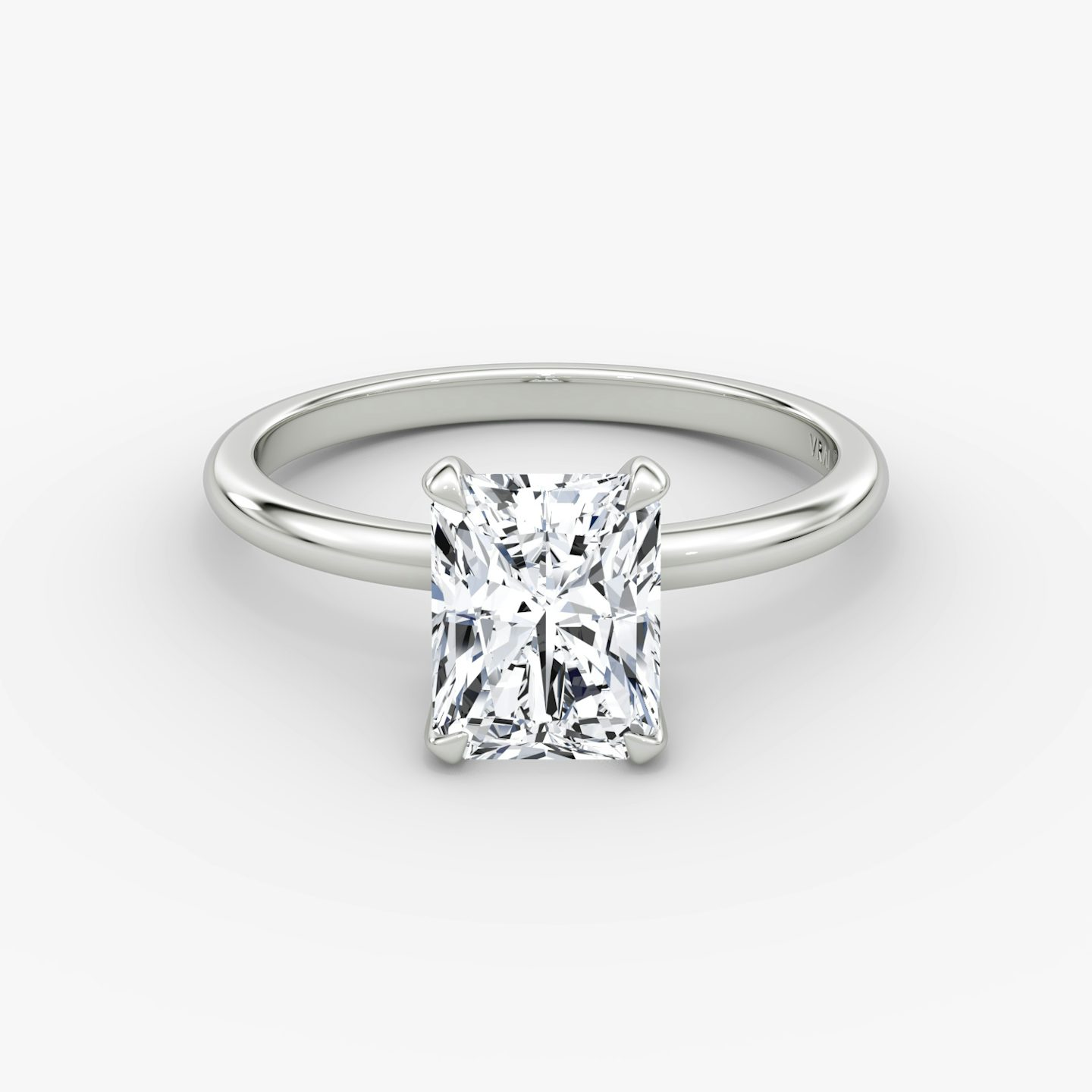 The Classic | Radiant | Platinum | bandAccent: Plain | bandWidth: standard | diamondOrientation: vertical | caratWeight: other