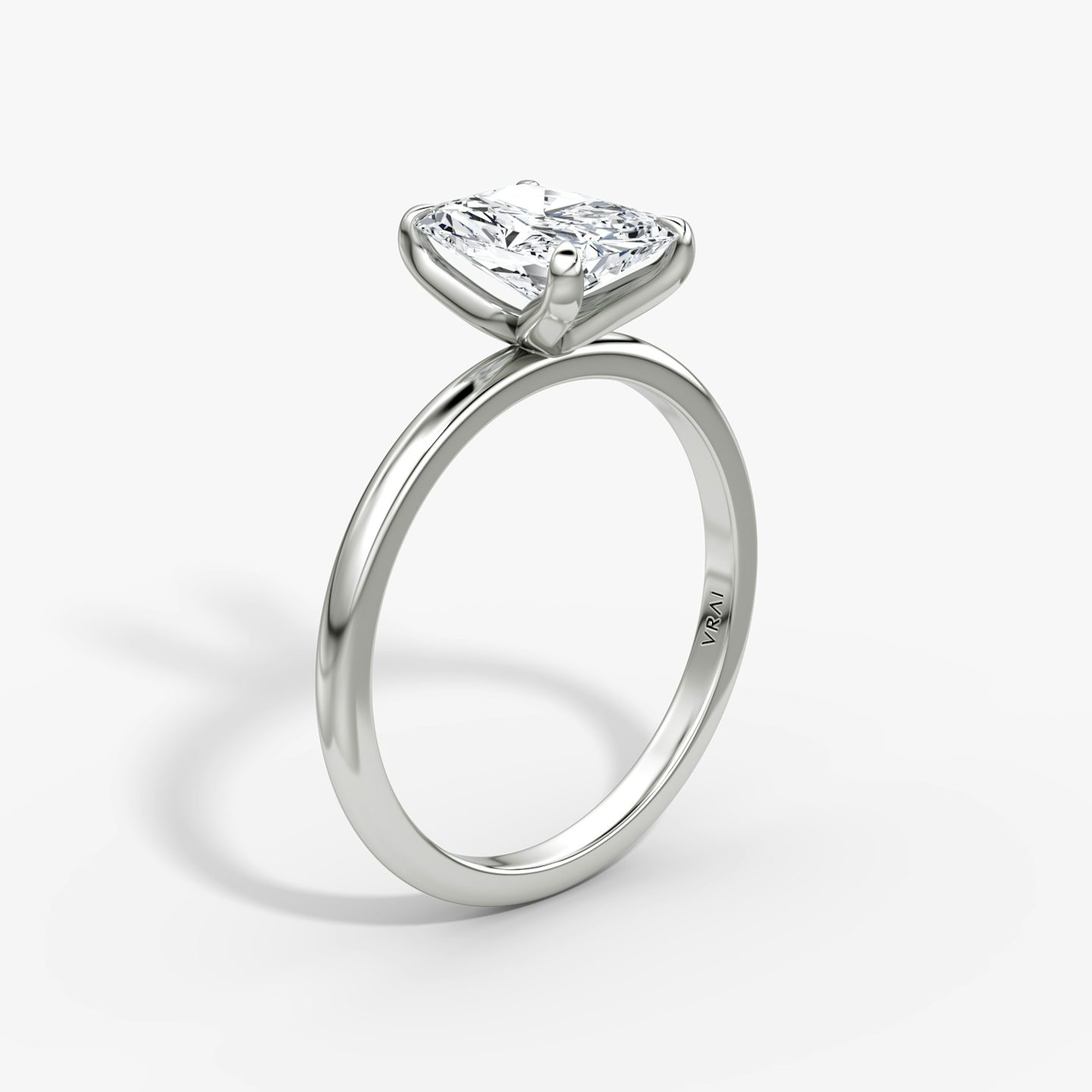 The Classic | Radiant | Platinum | bandAccent: Plain | bandWidth: standard | diamondOrientation: vertical | caratWeight: other