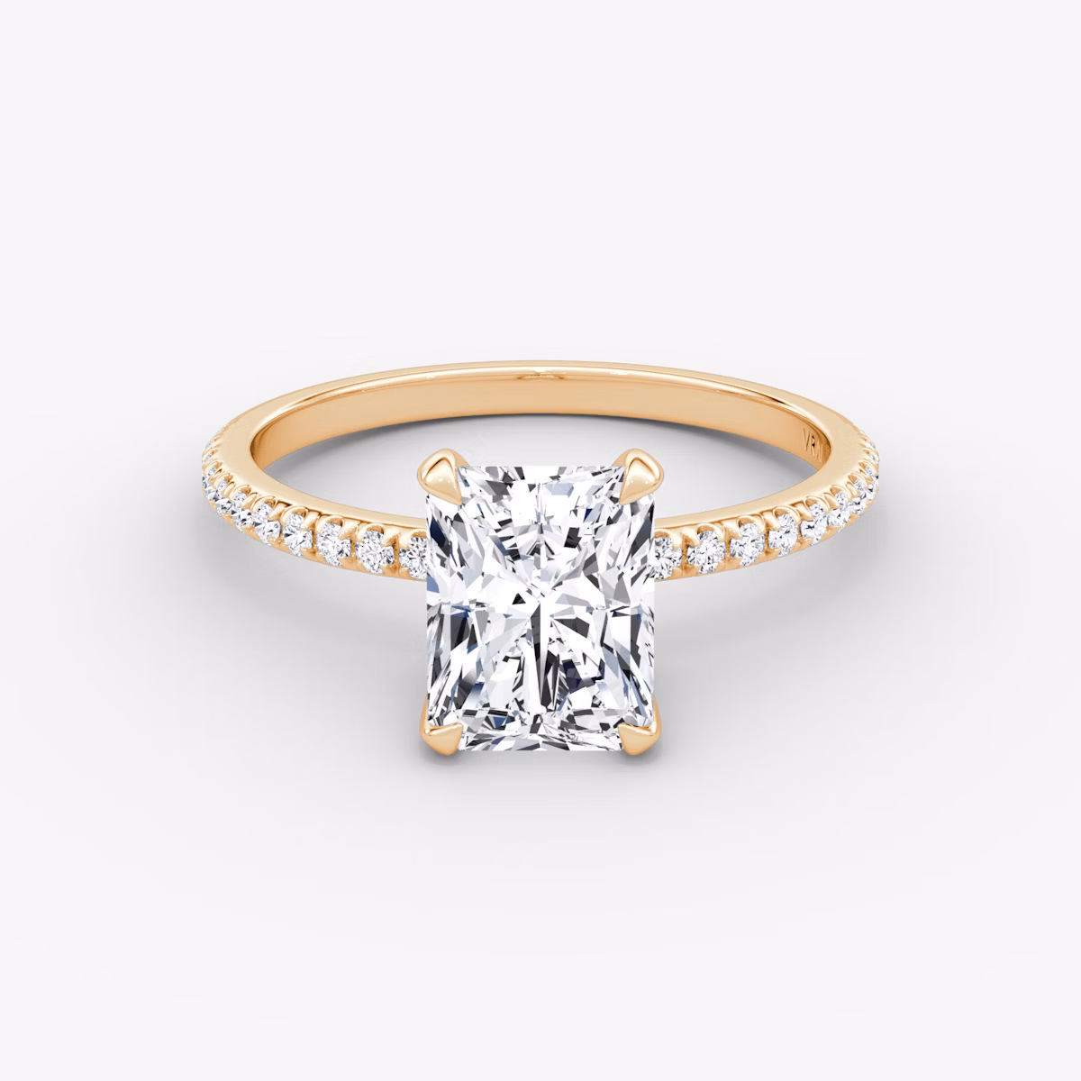 The Classic | Radiant | 14k | Rose Gold | bandAccent: Pavé | bandWidth: standard | diamondOrientation: vertical | caratWeight: other