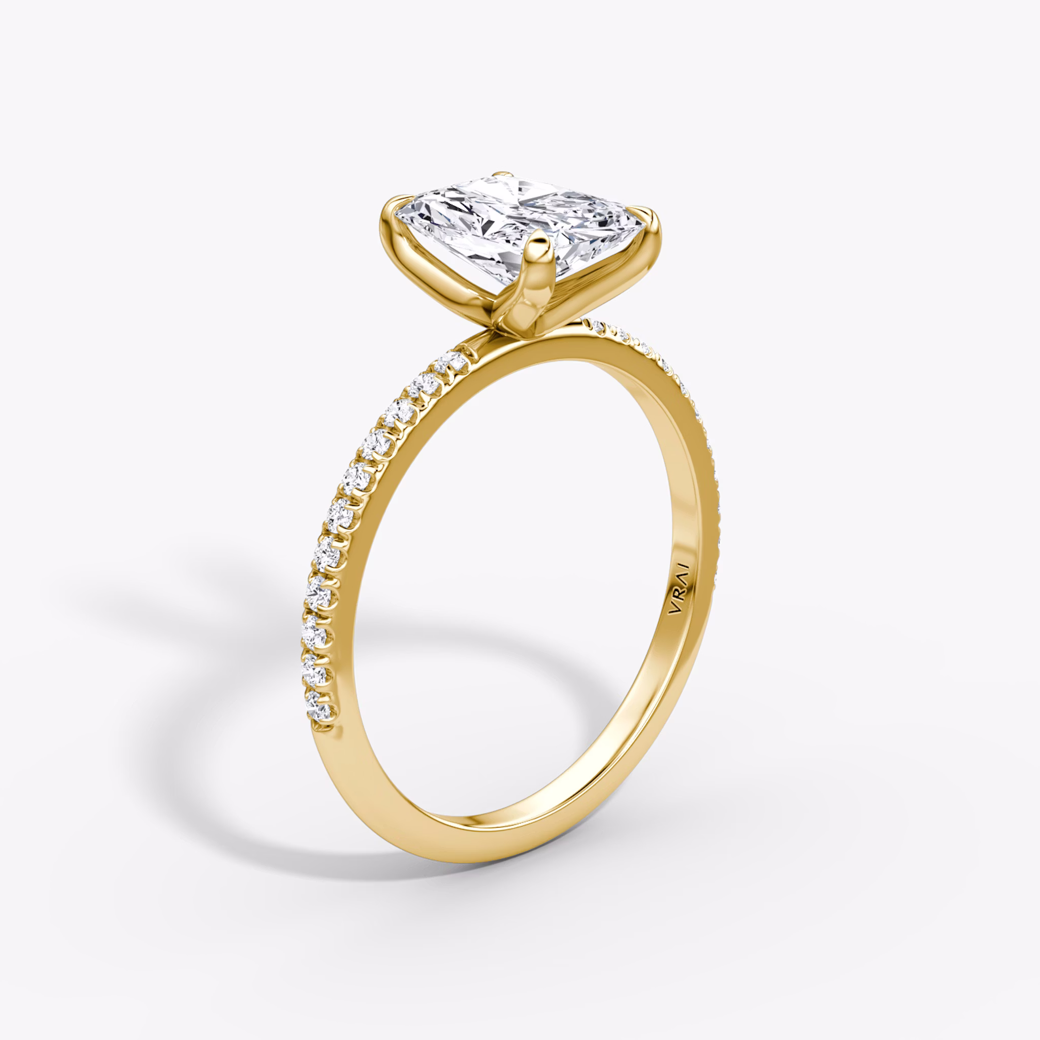 The Classic | Radiant | 18k | Yellow Gold | bandAccent: Pavé | bandWidth: standard | diamondOrientation: vertical | caratWeight: other