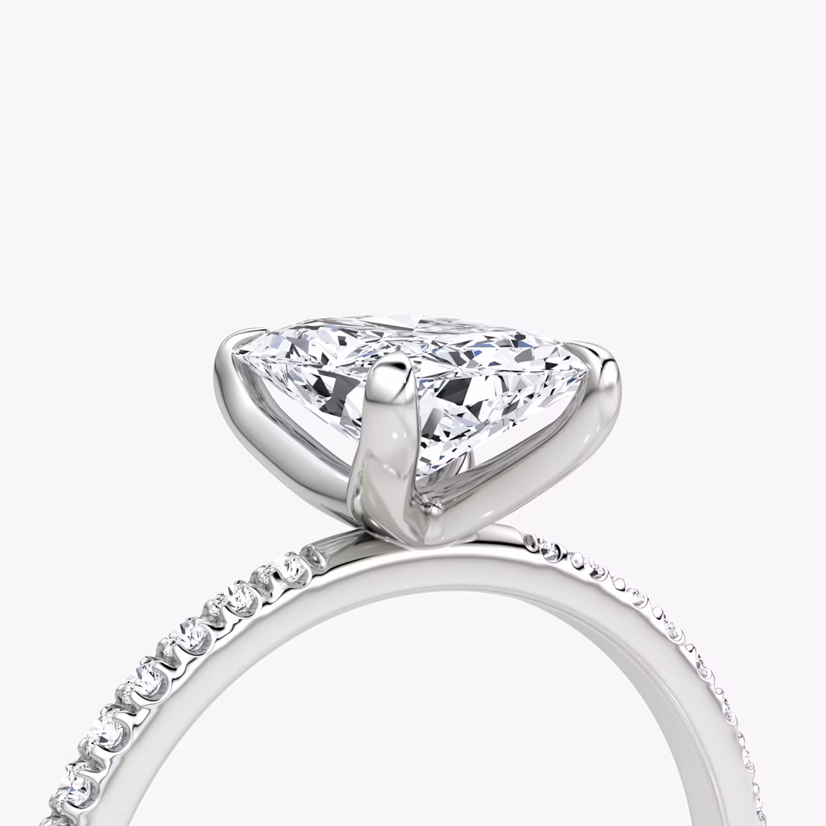 The Classic | Radiant | Platinum | bandAccent: Pavé | bandWidth: standard | diamondOrientation: vertical | caratWeight: other