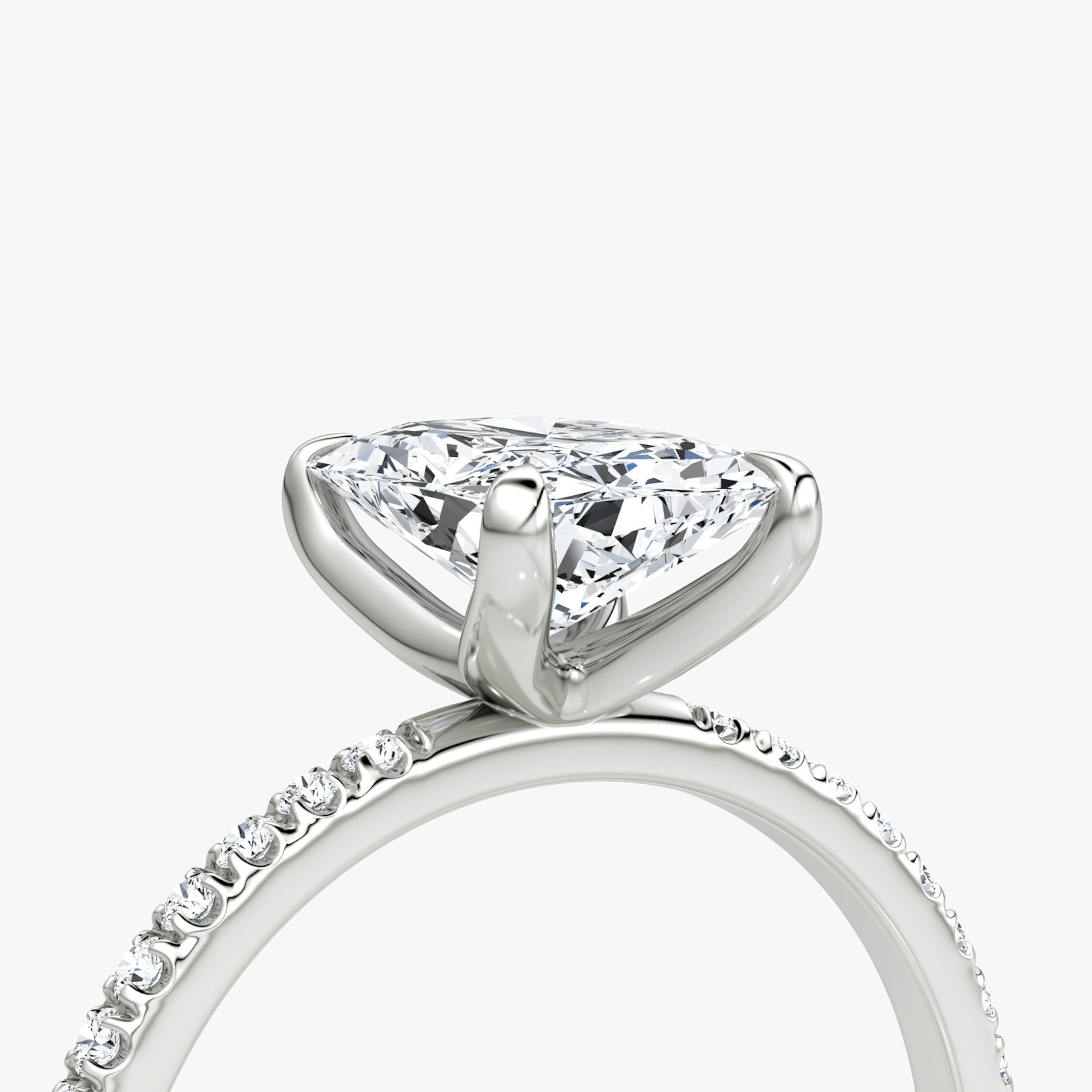 The Classic | Radiant | Platinum | bandAccent: Pavé | bandWidth: standard | diamondOrientation: vertical | caratWeight: other
