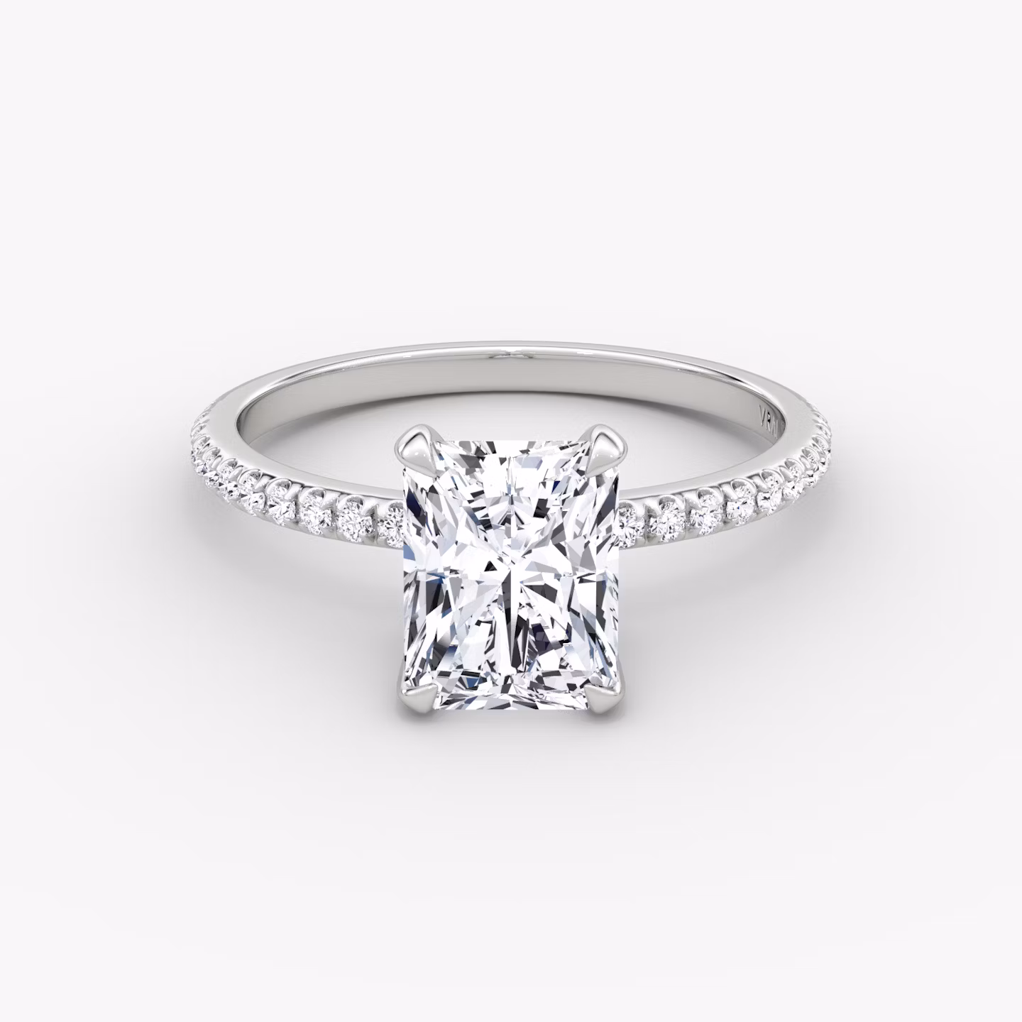 The Classic | Radiant | 18k | White Gold | bandAccent: Pavé | bandWidth: standard | diamondOrientation: vertical | caratWeight: other