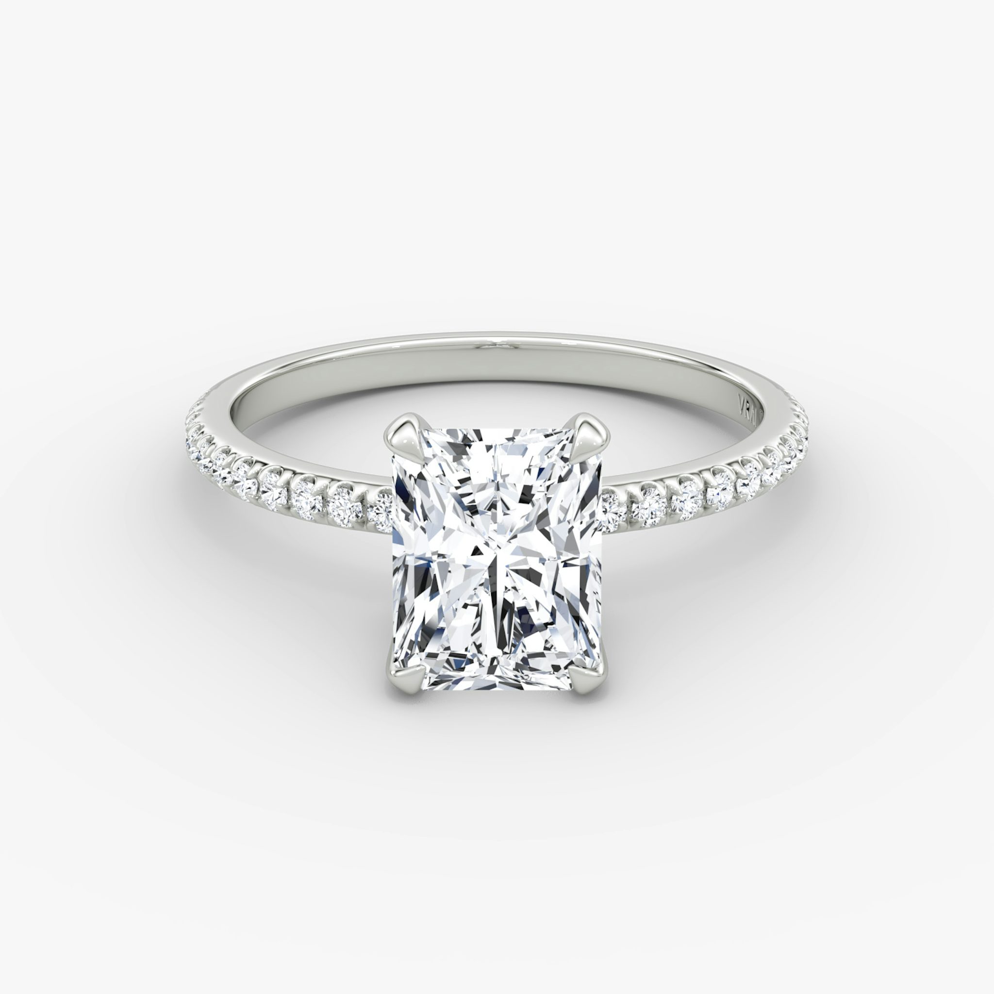 The Classic | Radiant | Platinum | bandAccent: Pavé | bandWidth: standard | diamondOrientation: vertical | caratWeight: other